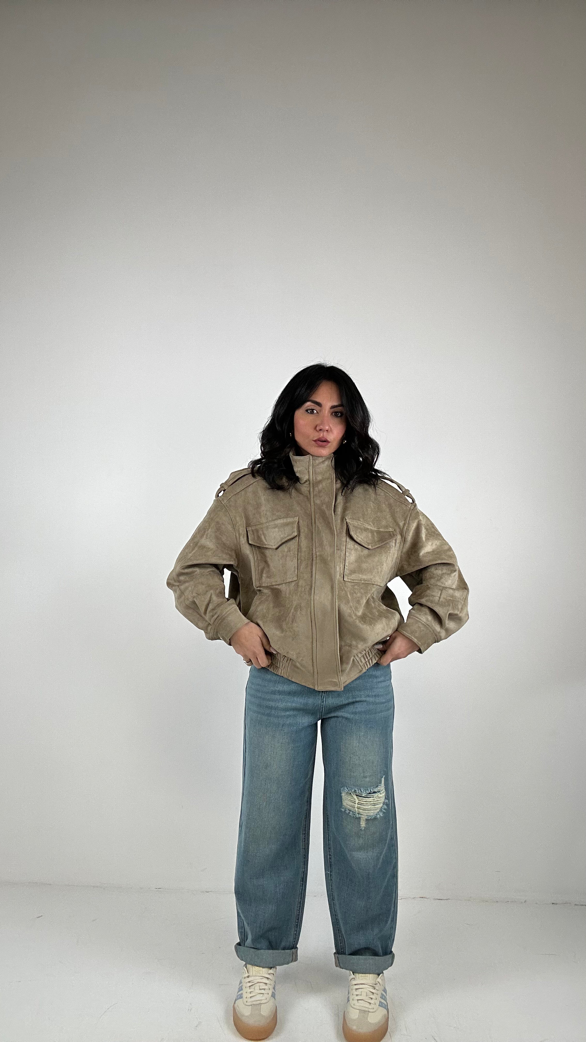 Giubbino IN ECOCAMOSCIO - BEIGE