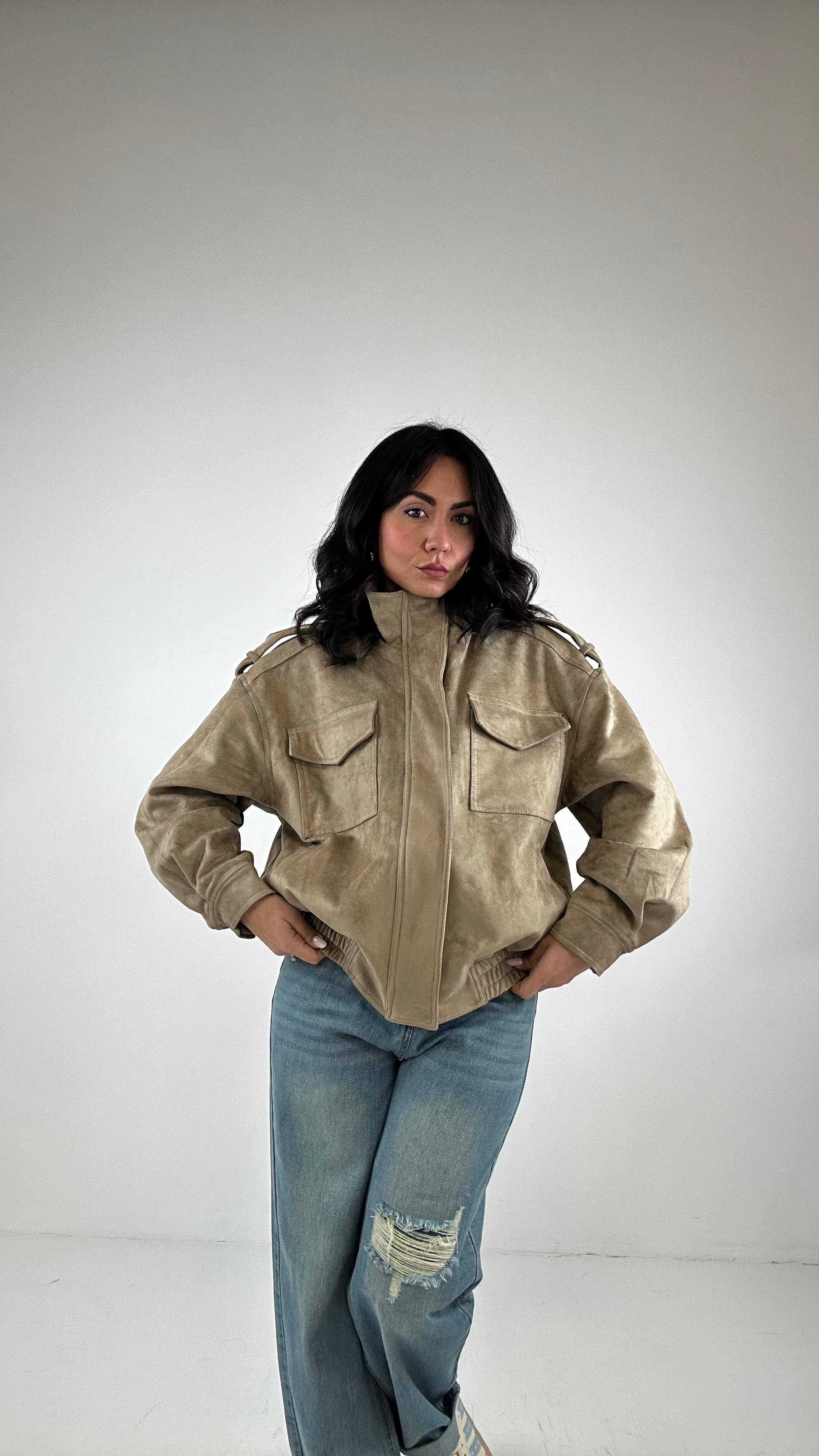 Giubbino IN ECOCAMOSCIO - BEIGE