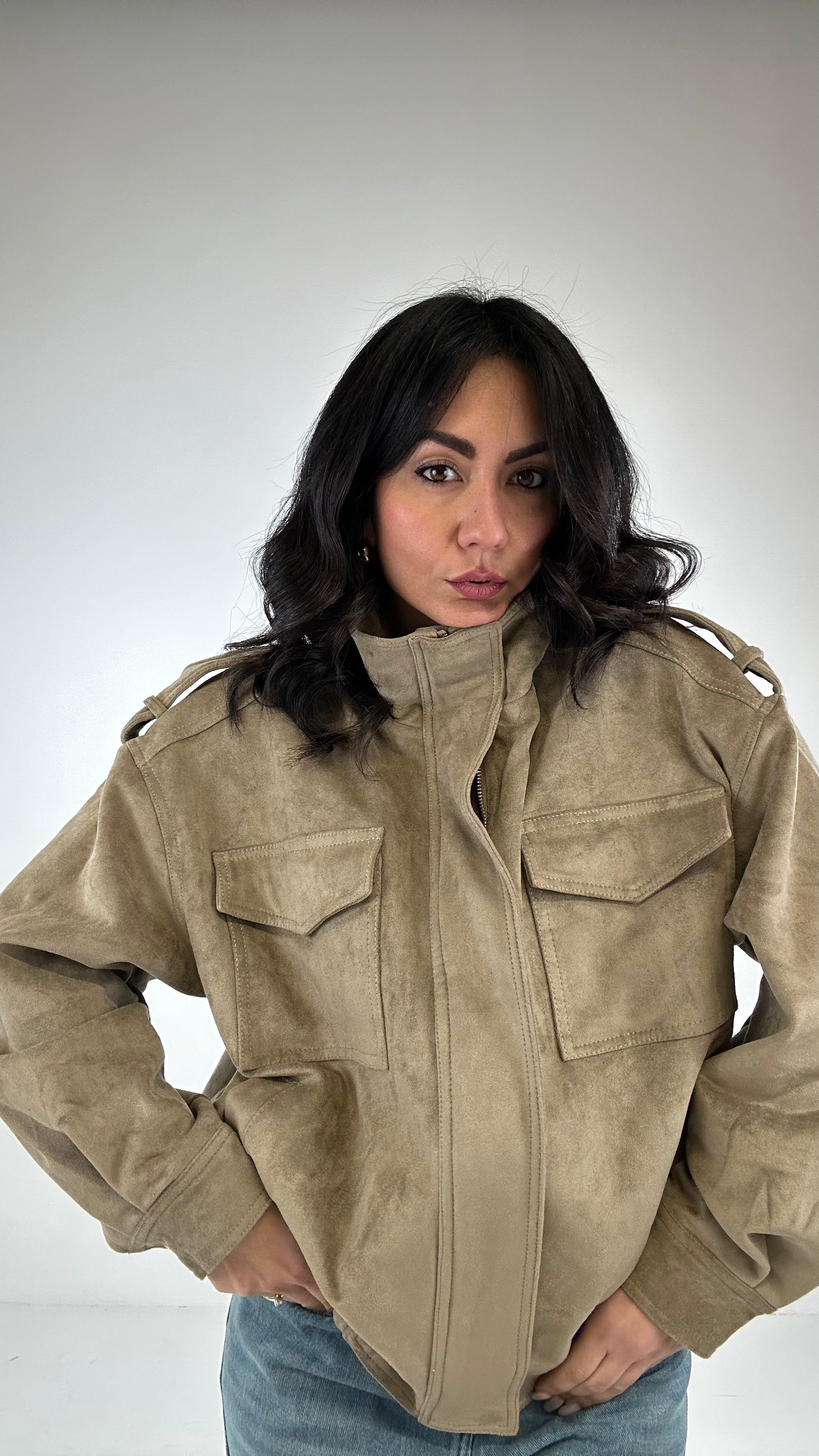 Giubbino IN ECOCAMOSCIO - BEIGE