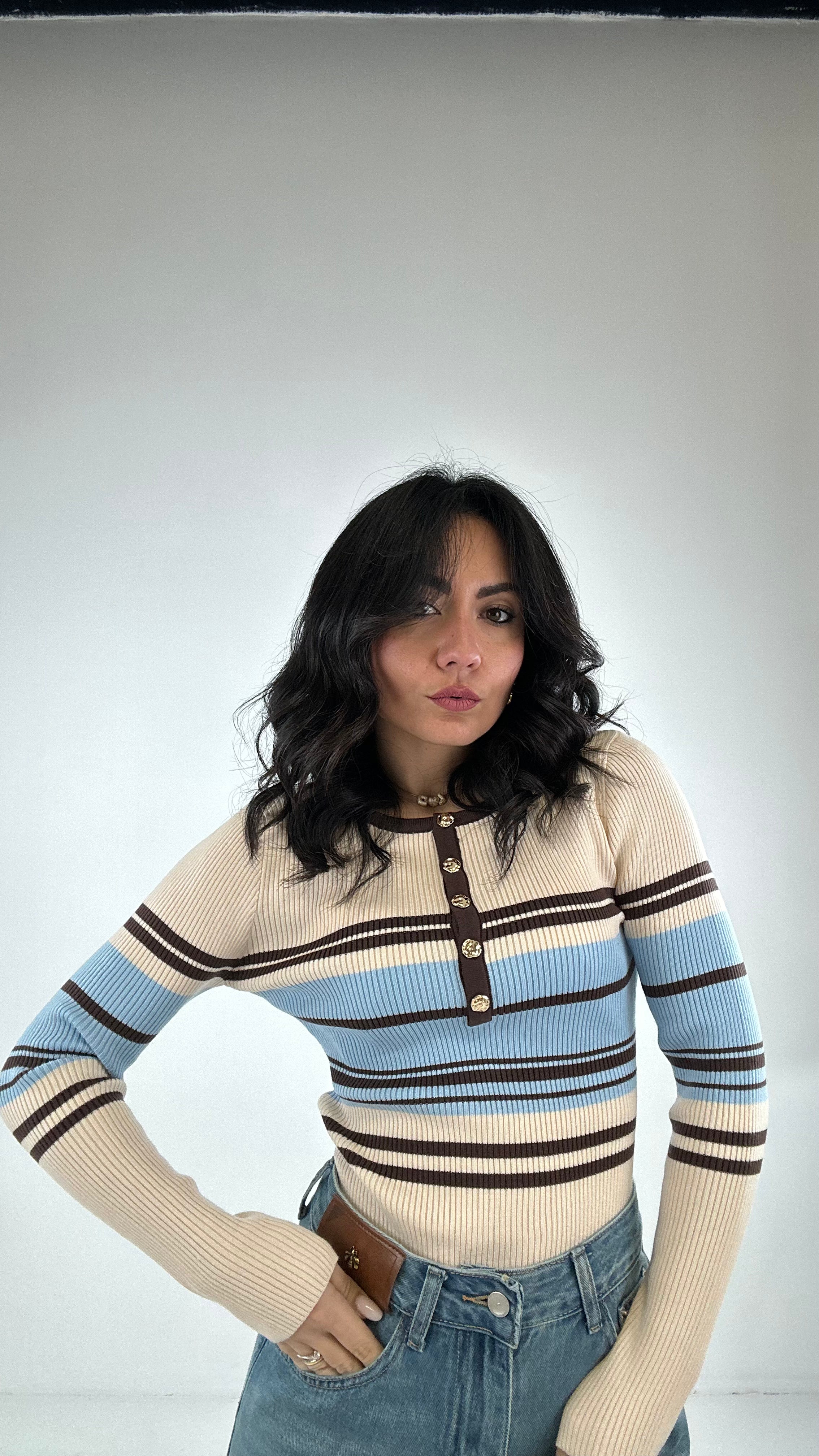 Body IN MAGLIA A RIGHE - BEIGE