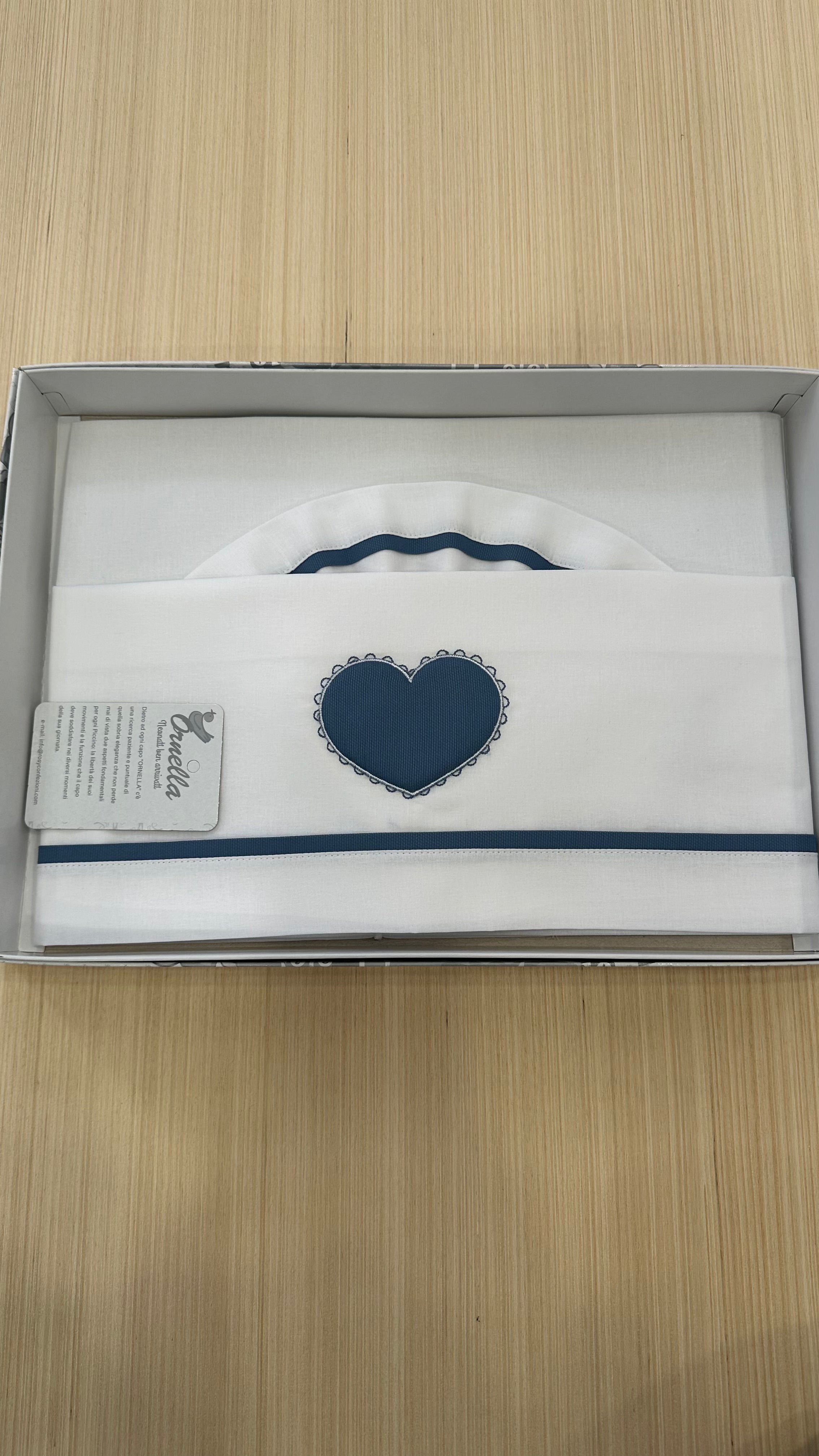 Set LENZUOLA CARROZZINA CUORE 90X120 - BLU