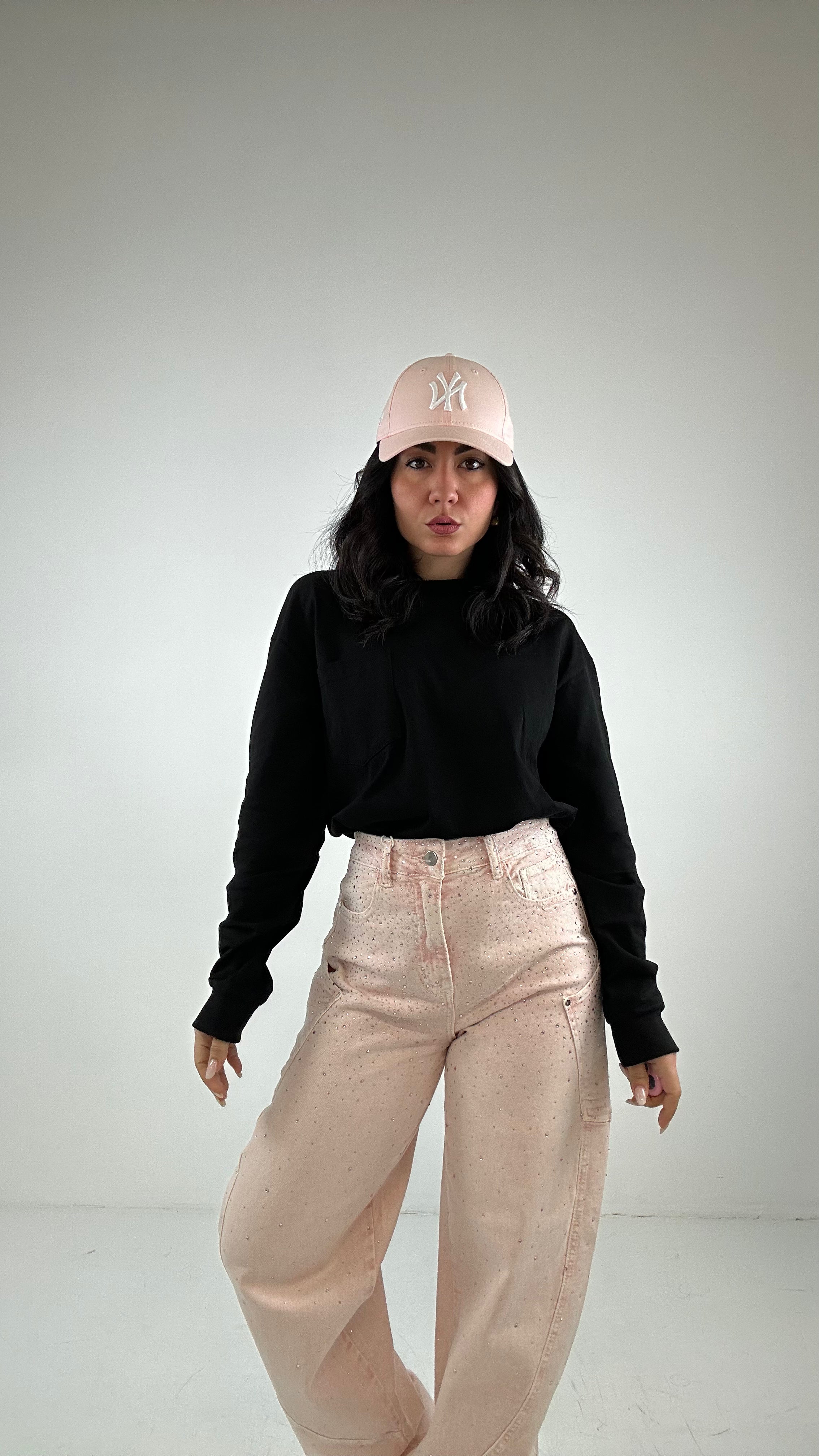 Jeans BALLON STRASS PINK - ROSA
