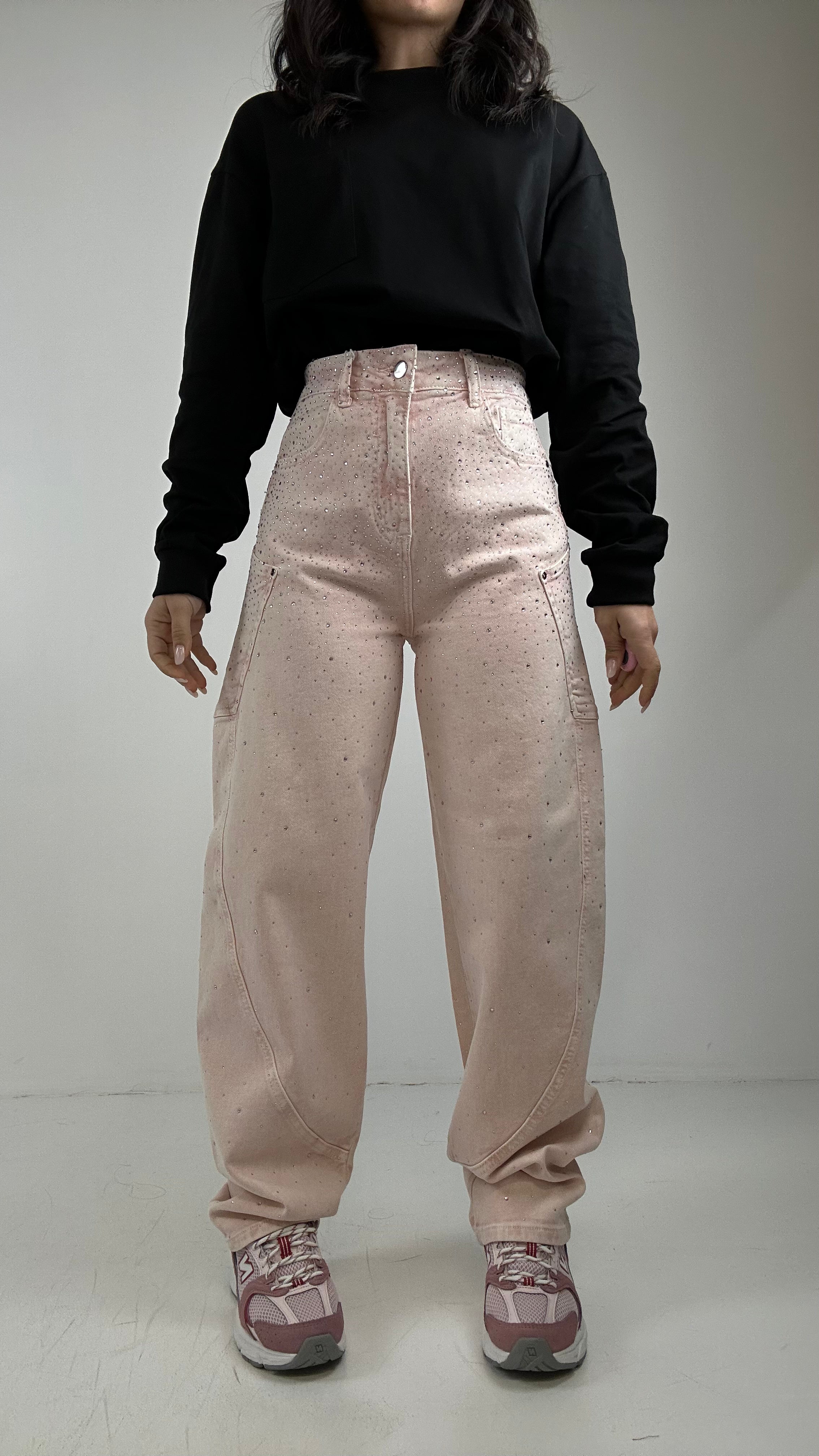 Jeans BALLON STRASS PINK - ROSA