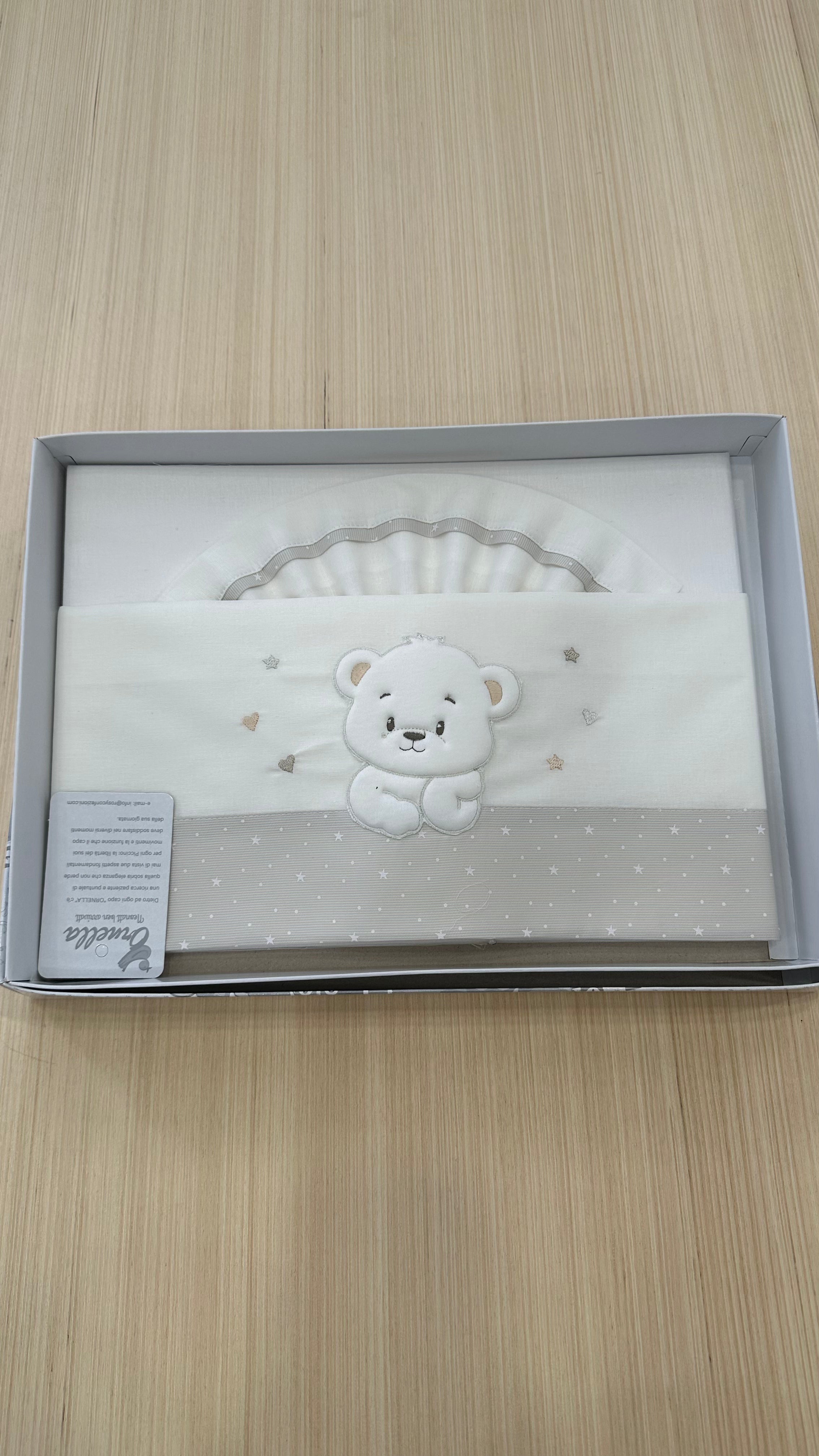 Set LENZUOLA CARROZZINA TENERO ORSO - BEIGE