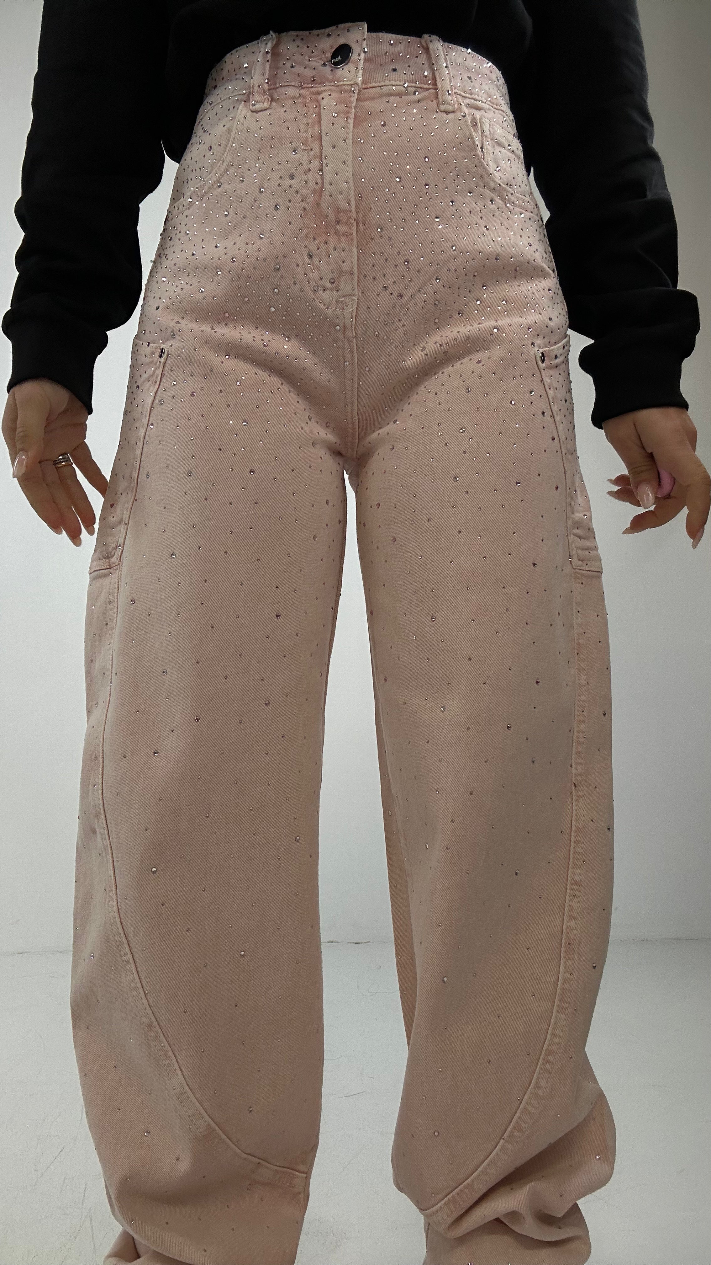 Jeans BALLON STRASS PINK - ROSA