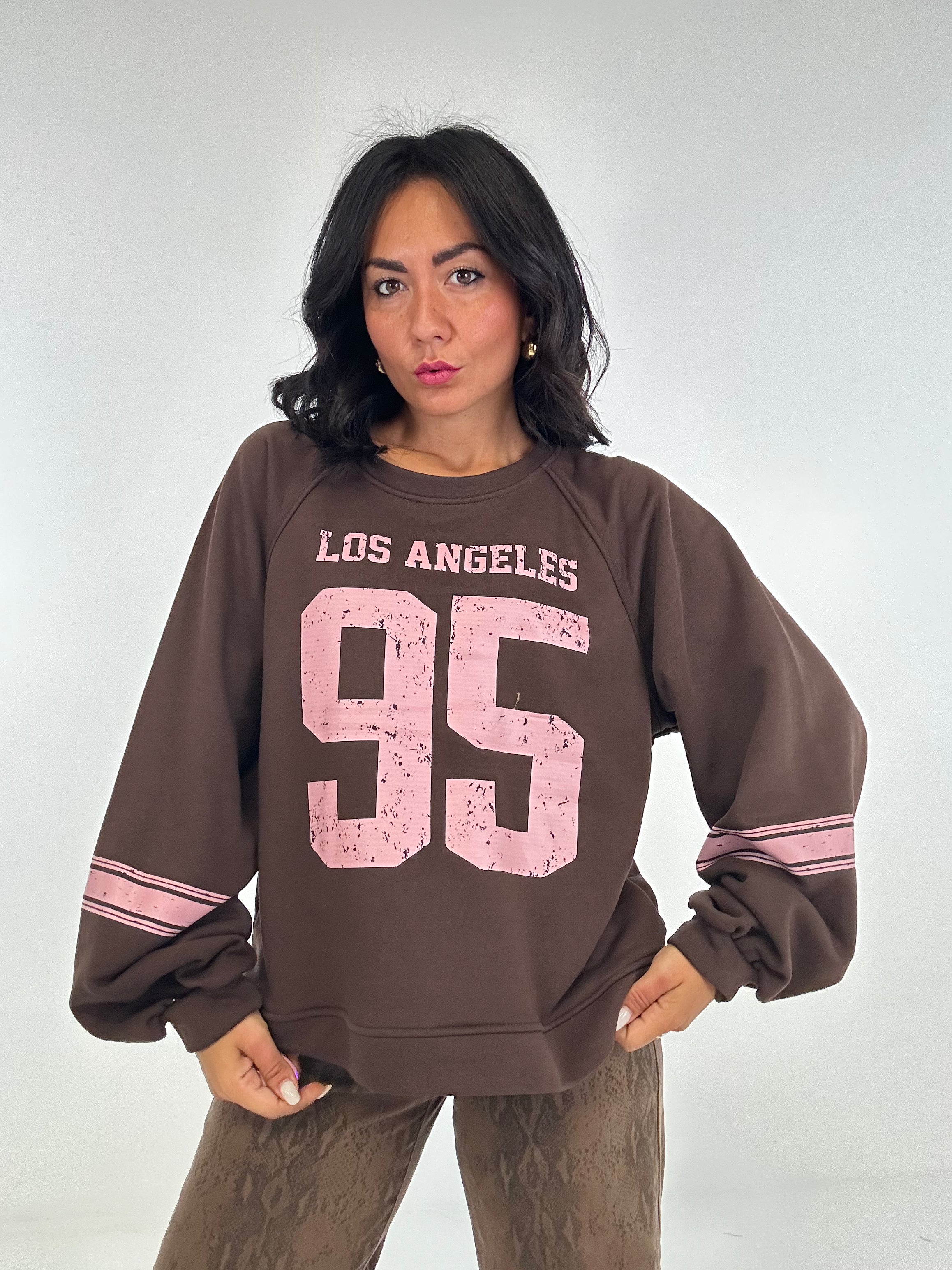 Felpa LOS ANGELES 95 - MARRONE