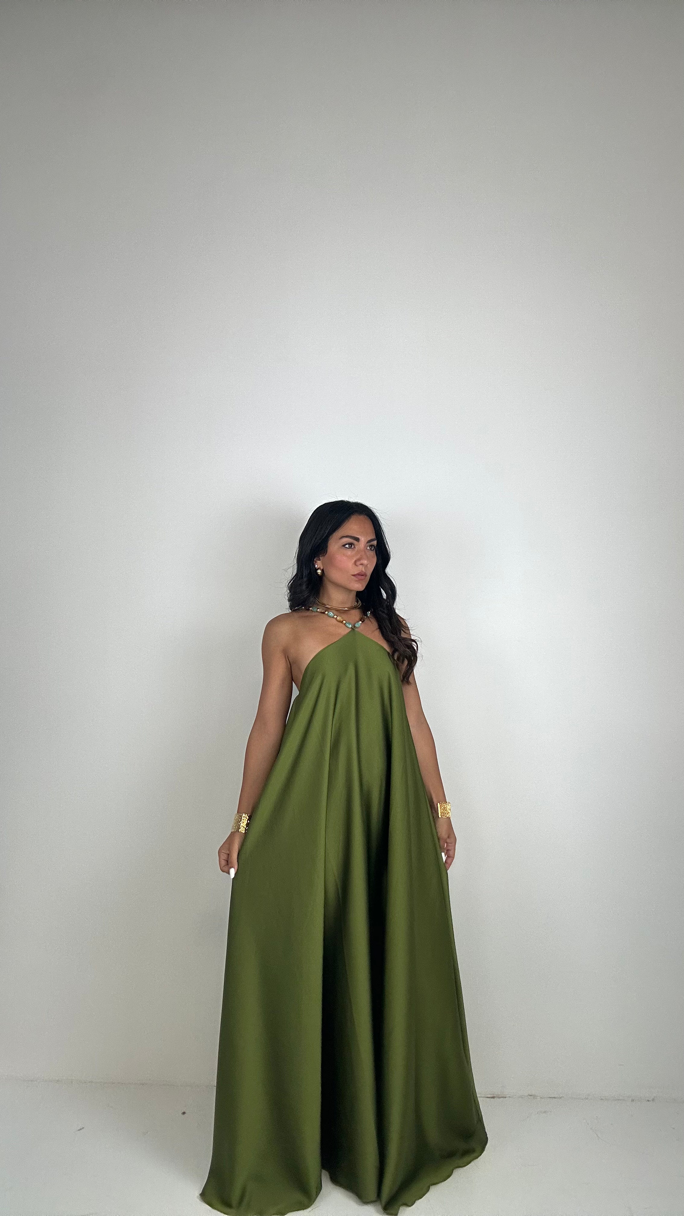 Vestito SATIN MADREPERLA - VERDE