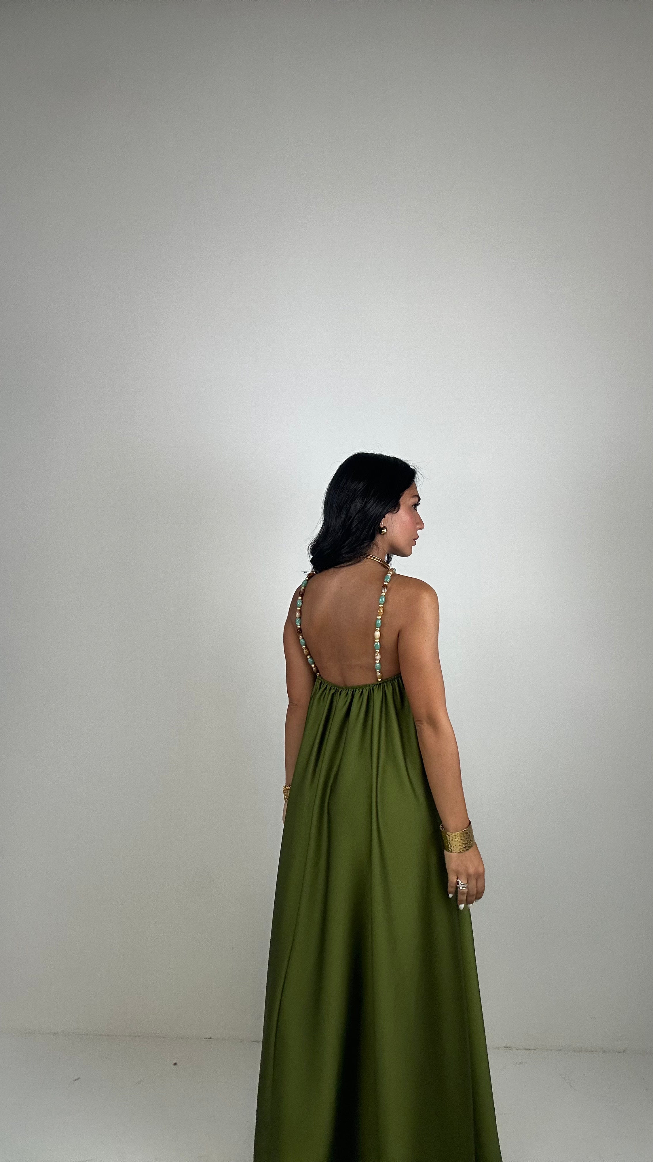 Vestito SATIN MADREPERLA - VERDE