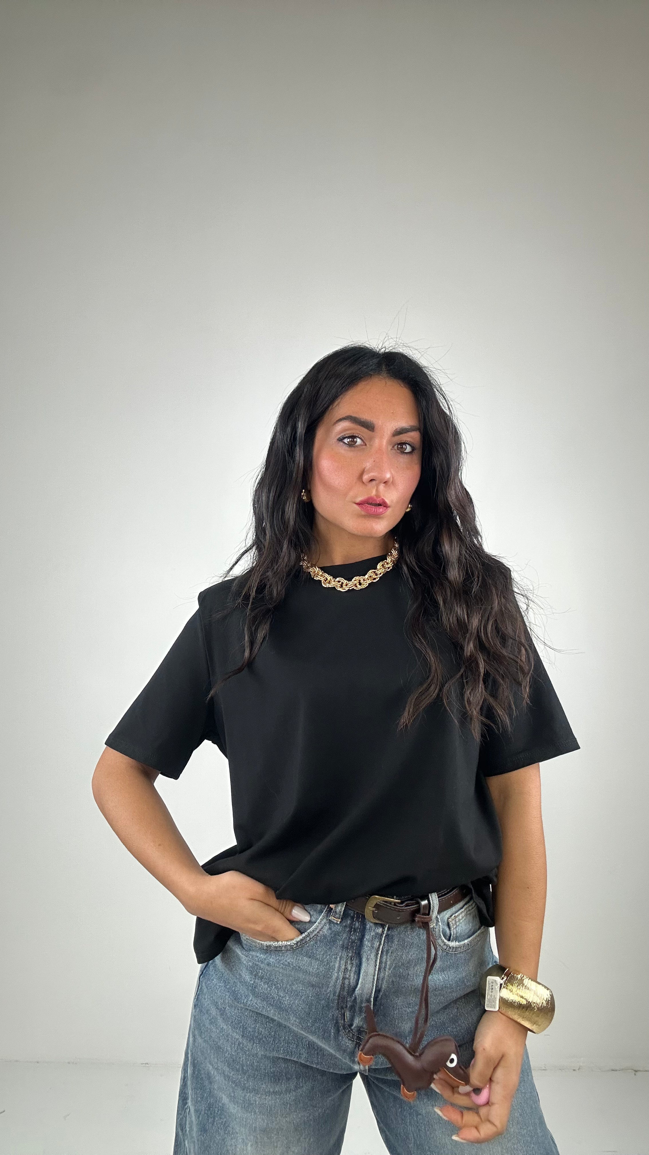 T-shirt SPALLINA BASICA - NERO