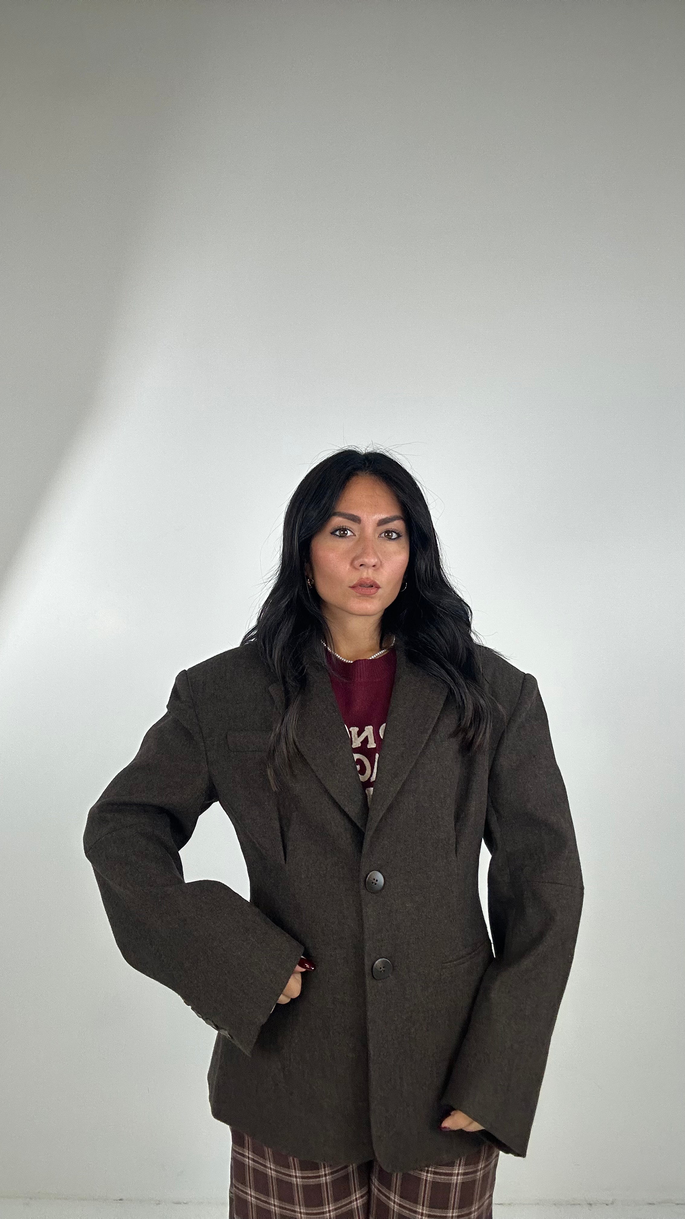 Blazer LUMINA IN PANNO SFIANCATA - MARRONE