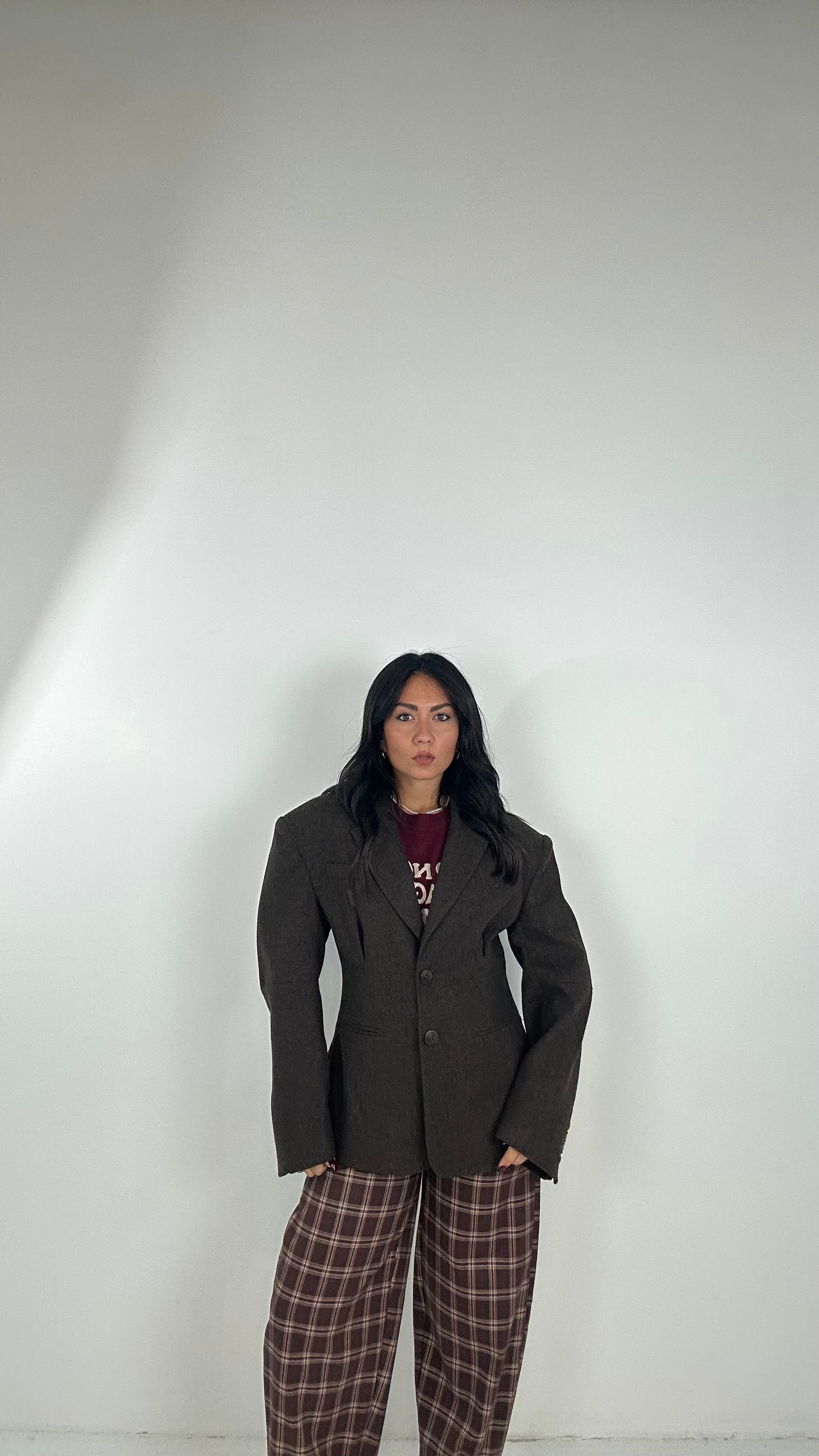 Blazer LUMINA IN PANNO SFIANCATA - MARRONE