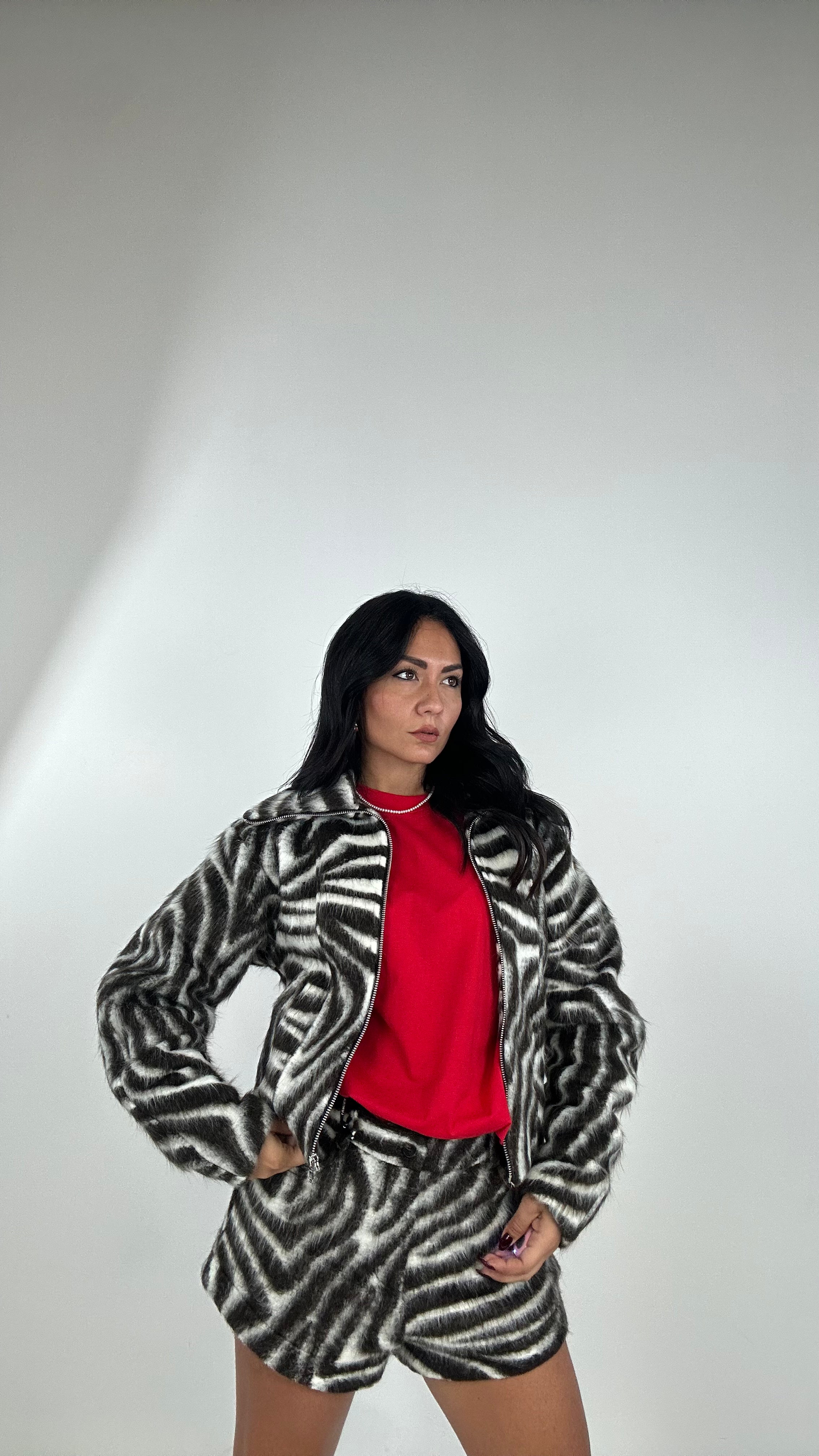 Bomber LUMINA IN PANNO ZEBRA - MARRONE