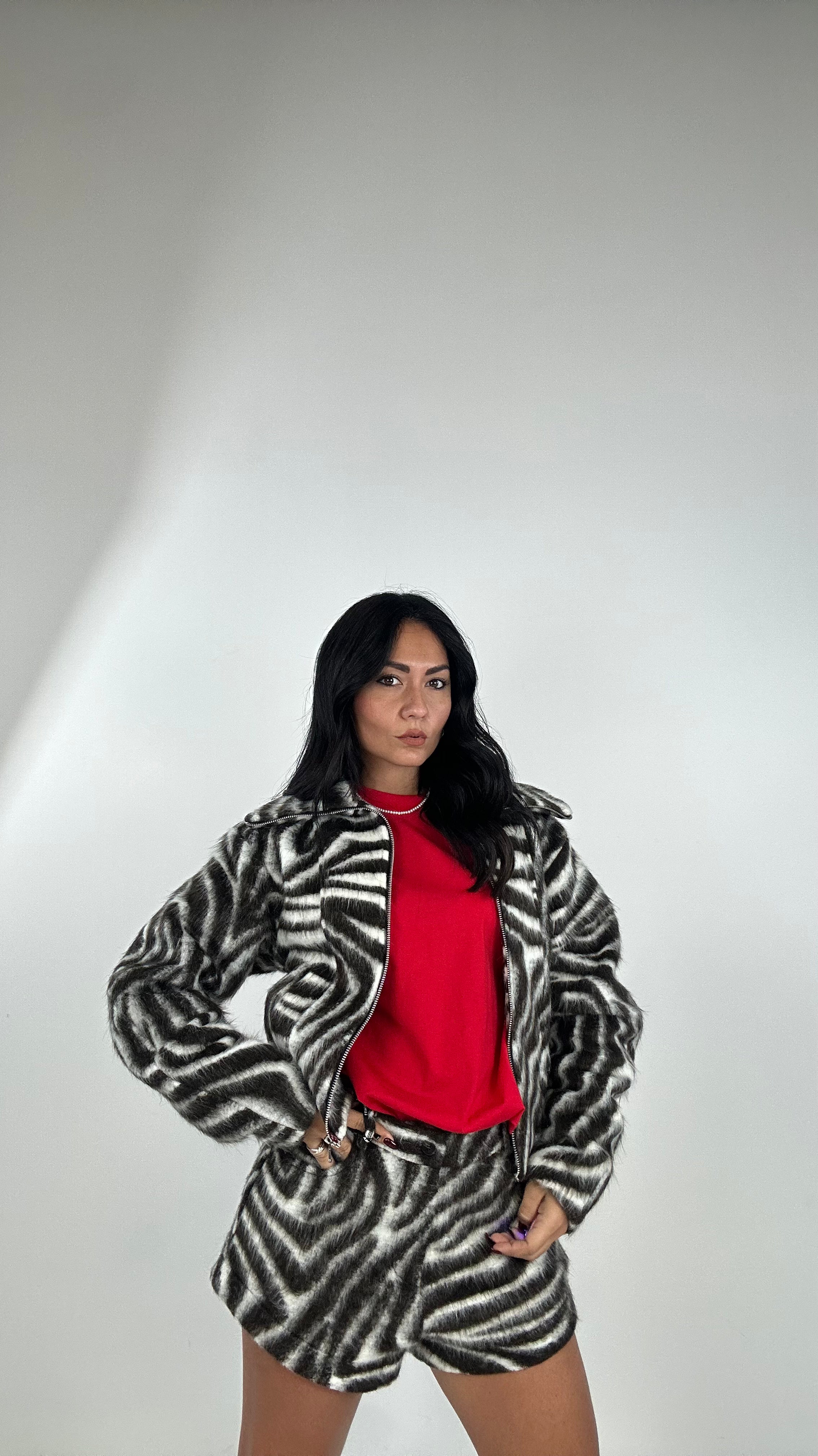 Bomber LUMINA IN PANNO ZEBRA - MARRONE