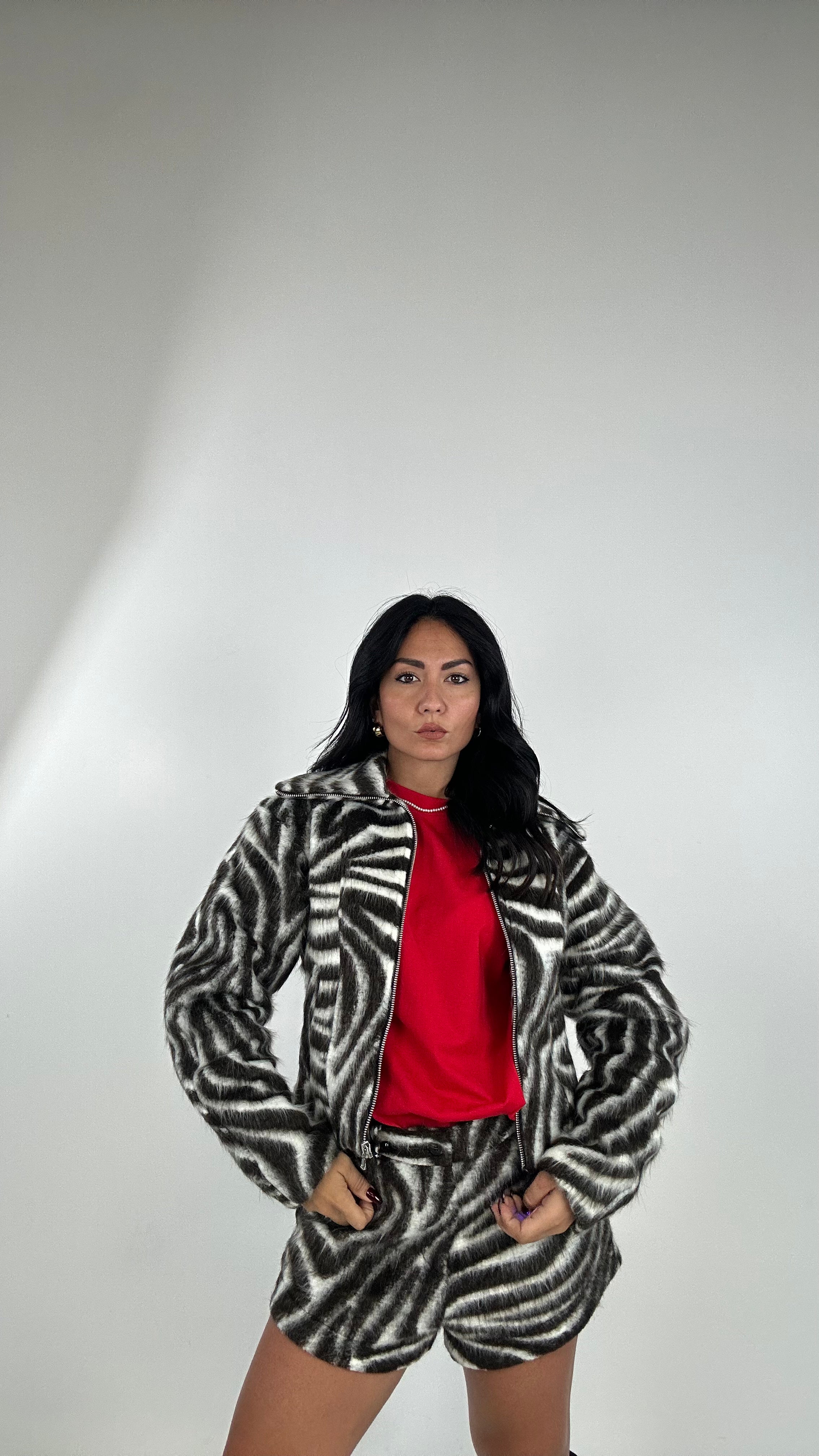 Bomber LUMINA IN PANNO ZEBRA - MARRONE