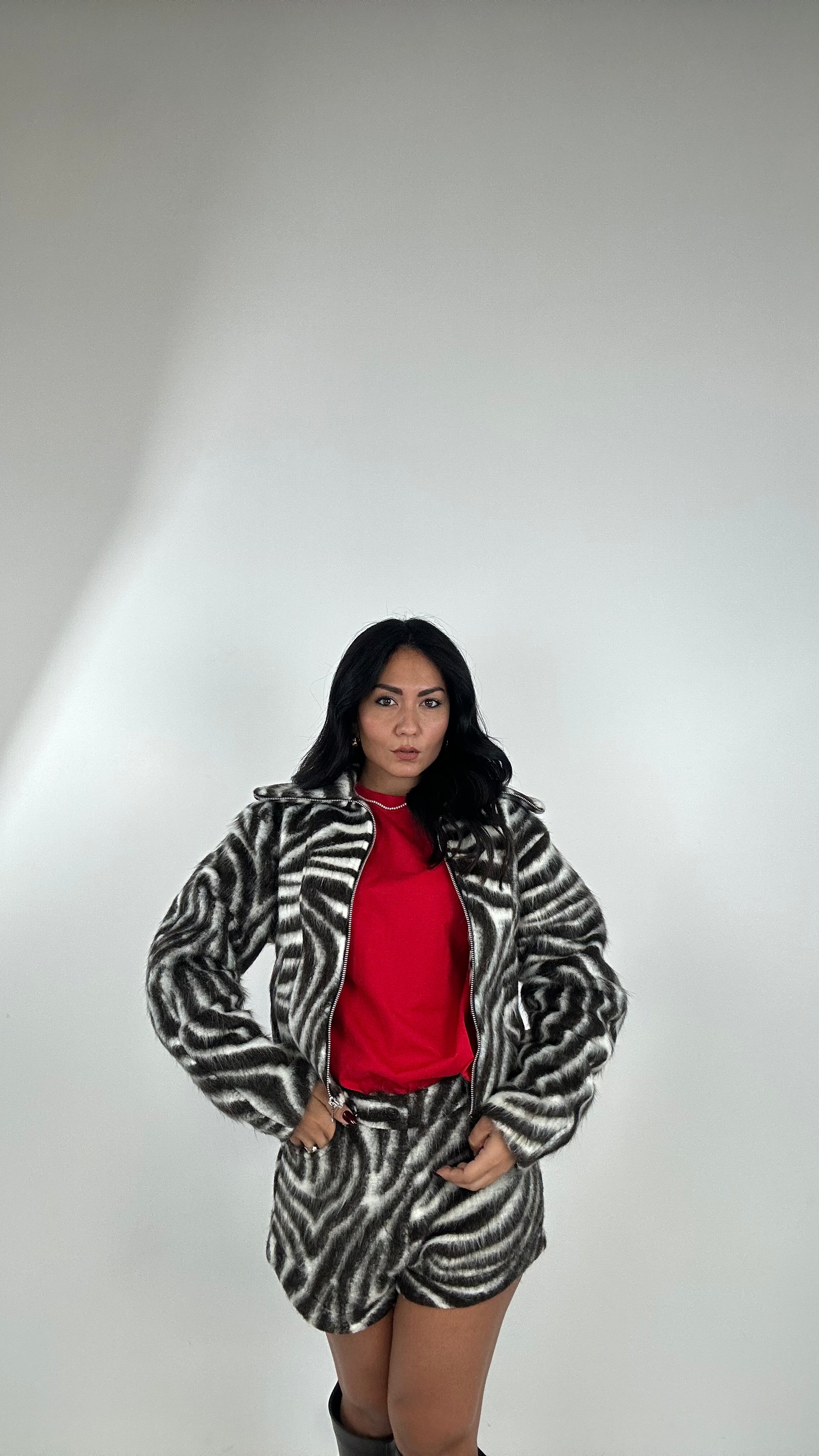 Bomber LUMINA IN PANNO ZEBRA - MARRONE