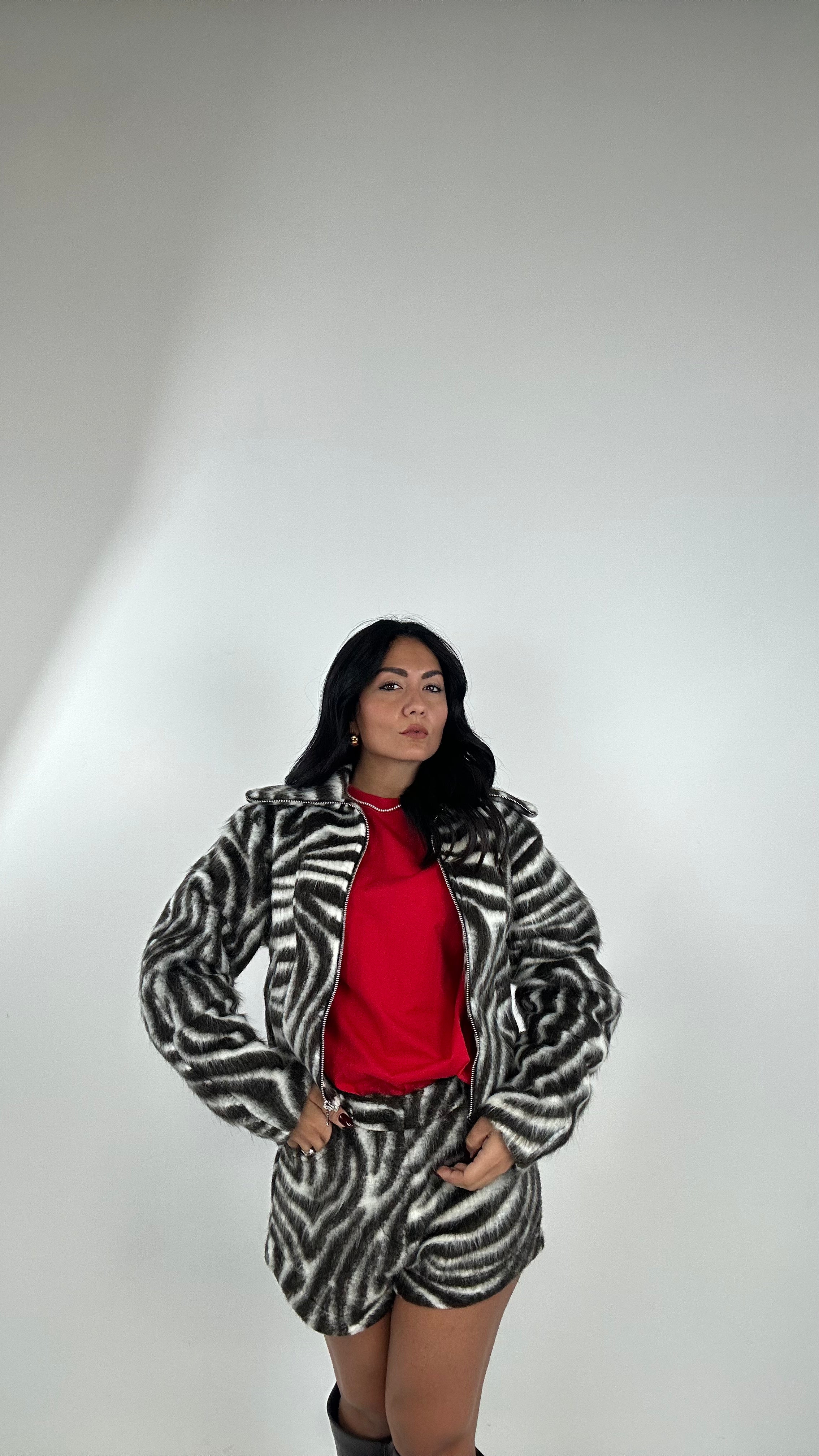 Bomber LUMINA IN PANNO ZEBRA - MARRONE