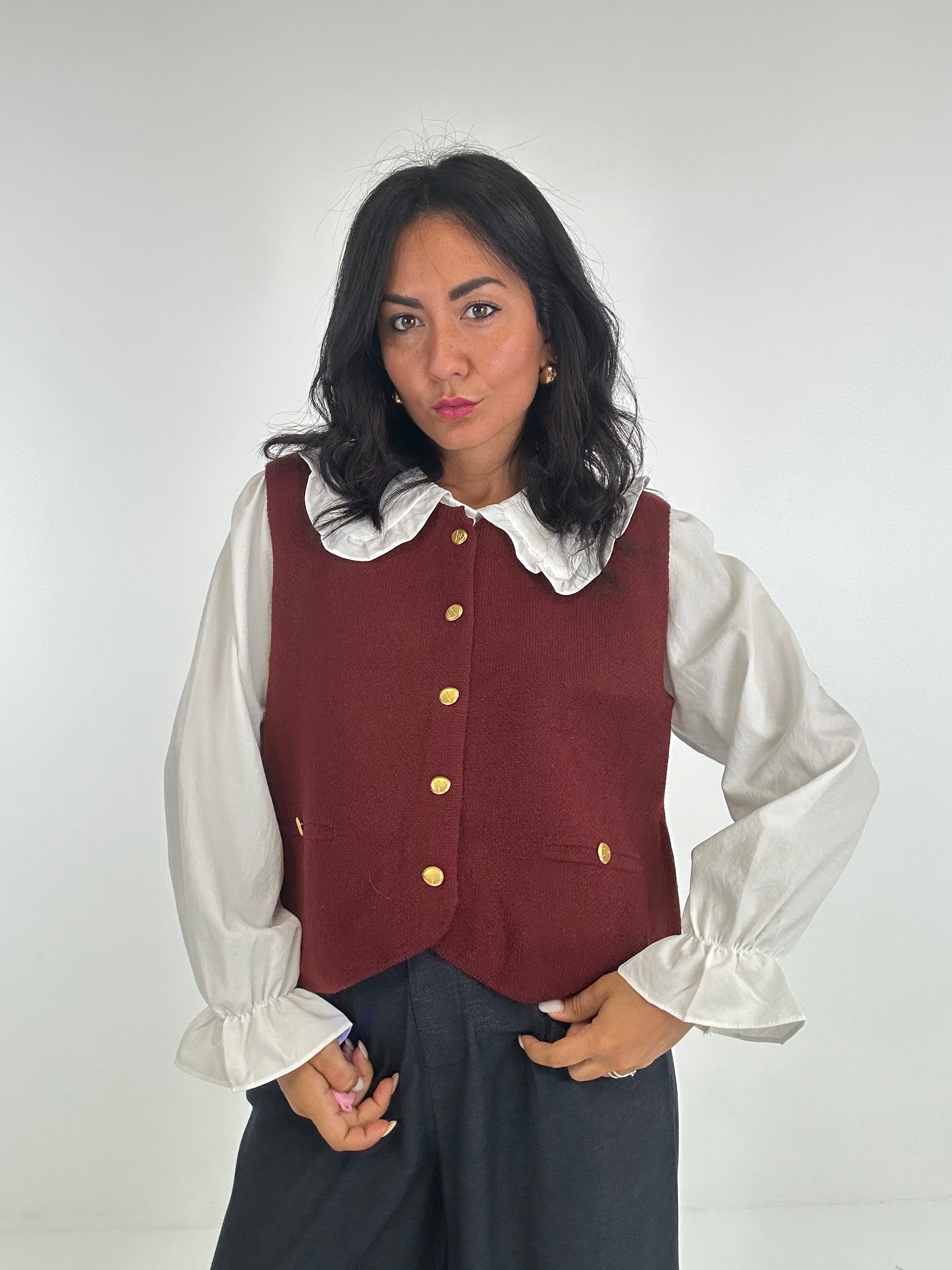 Camicia COLLETTO CON GILET - BORDEAUX