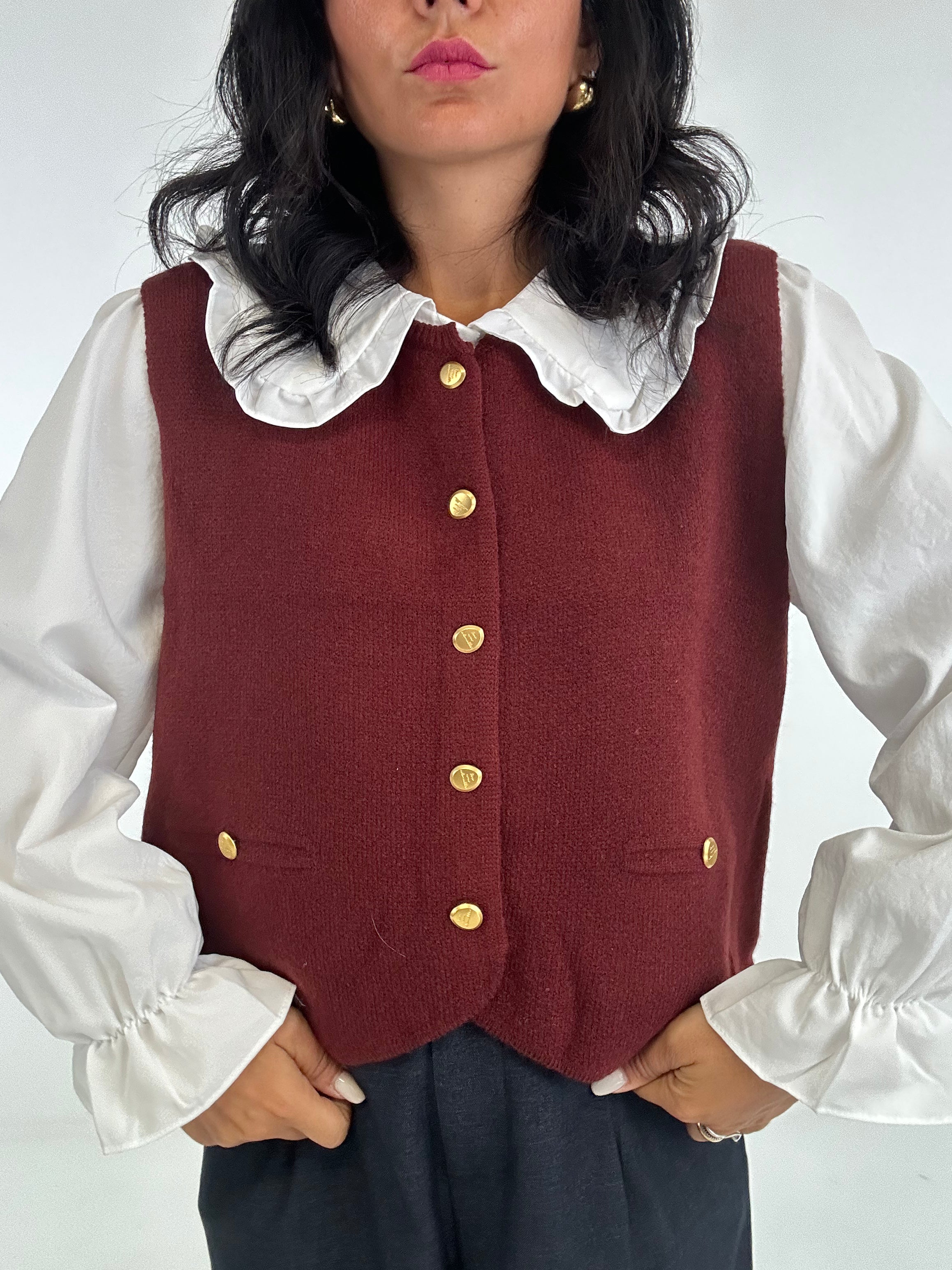 Camicia COLLETTO CON GILET - BORDEAUX