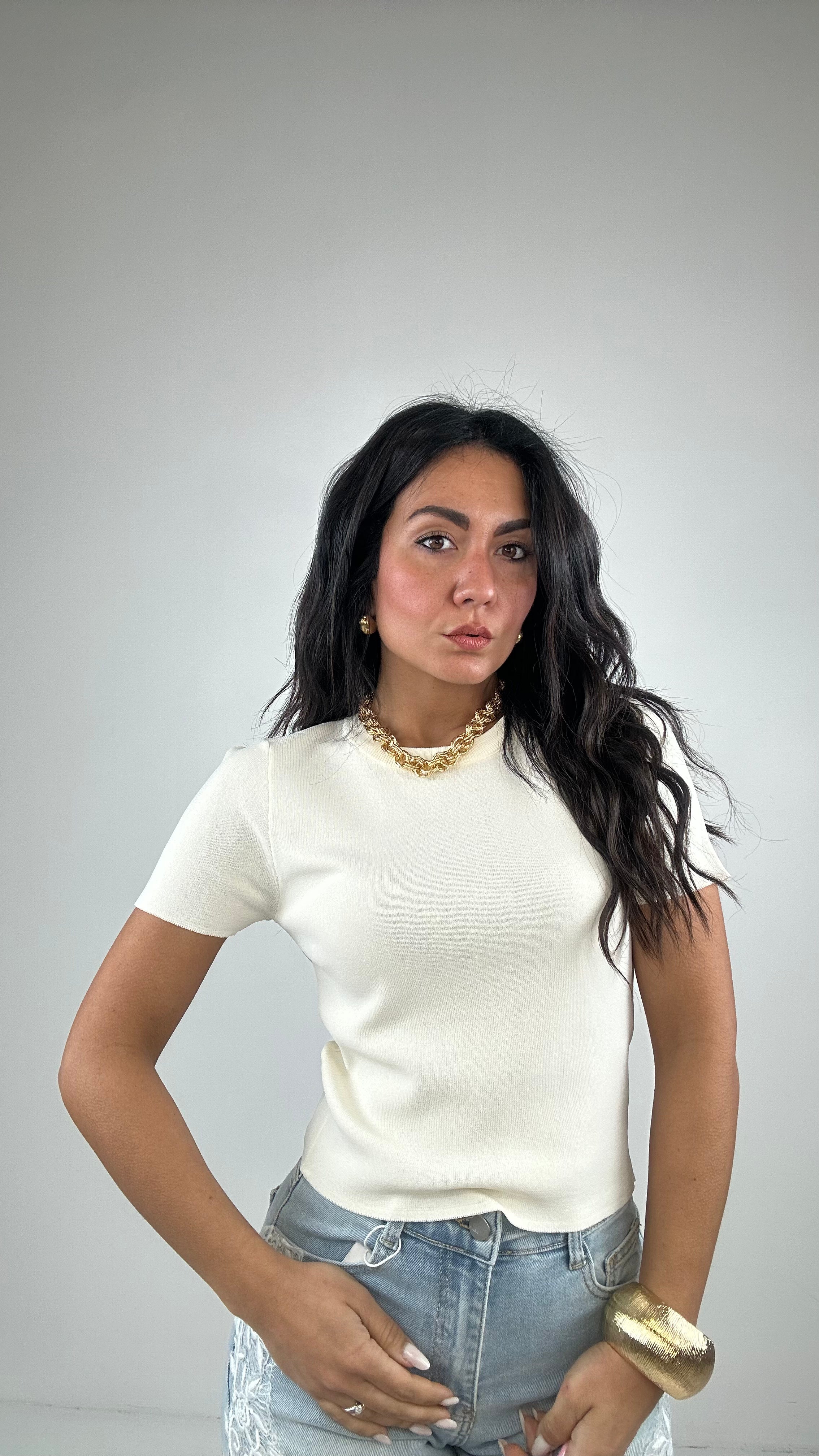 T-shirt IN FILO BASIC - CREMA