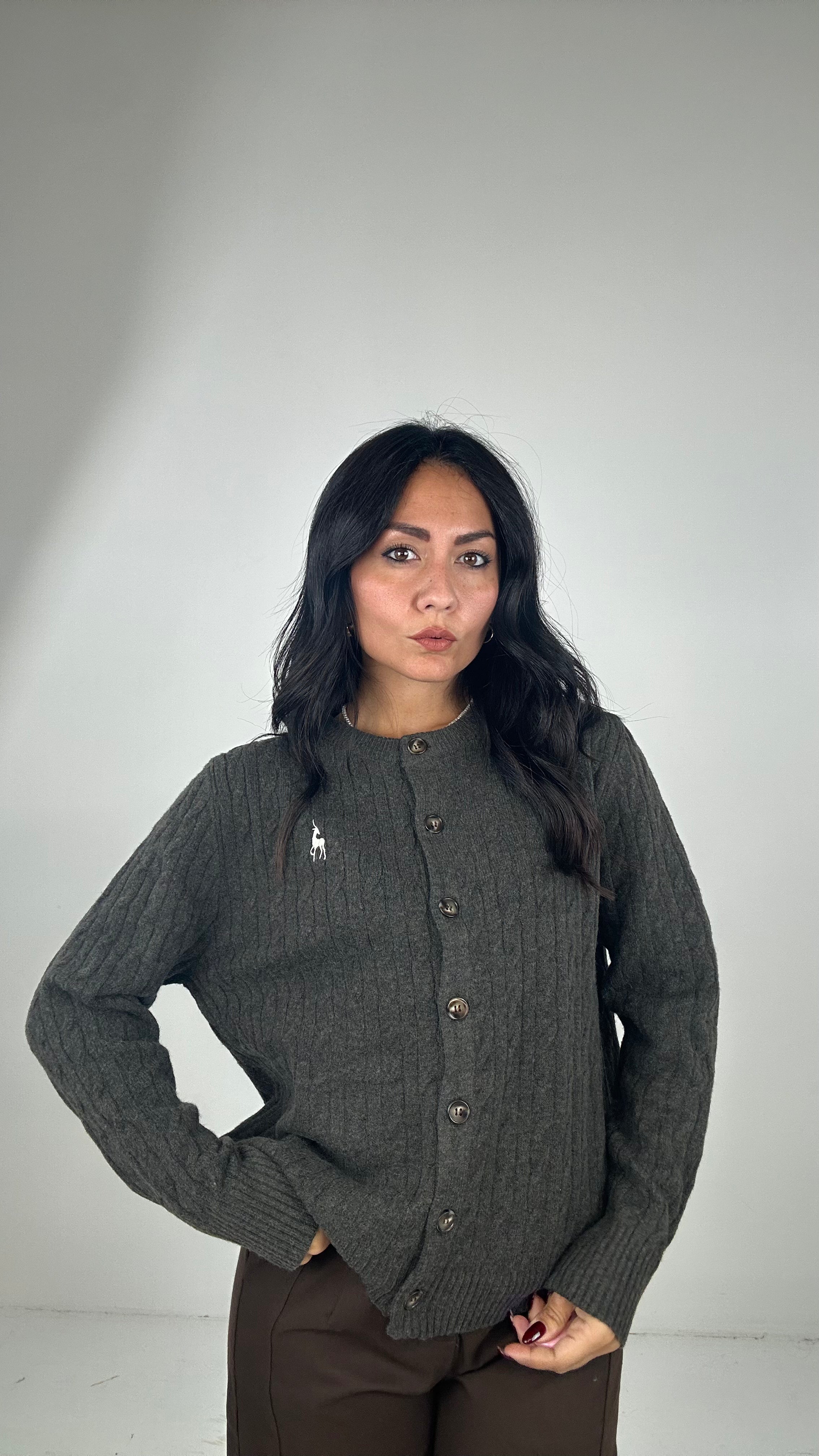 Cardigan TRECCE CERVO - GRIGIO SCURO
