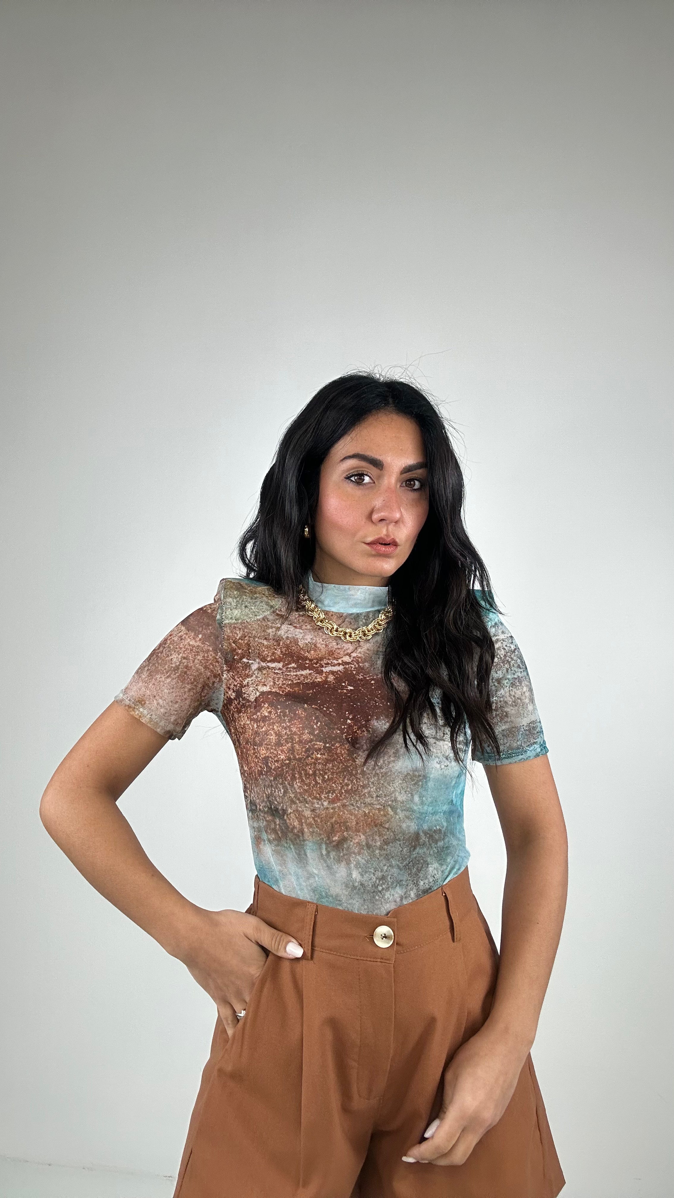 Maglia VELATA CON SPALLINA - AZZURRO