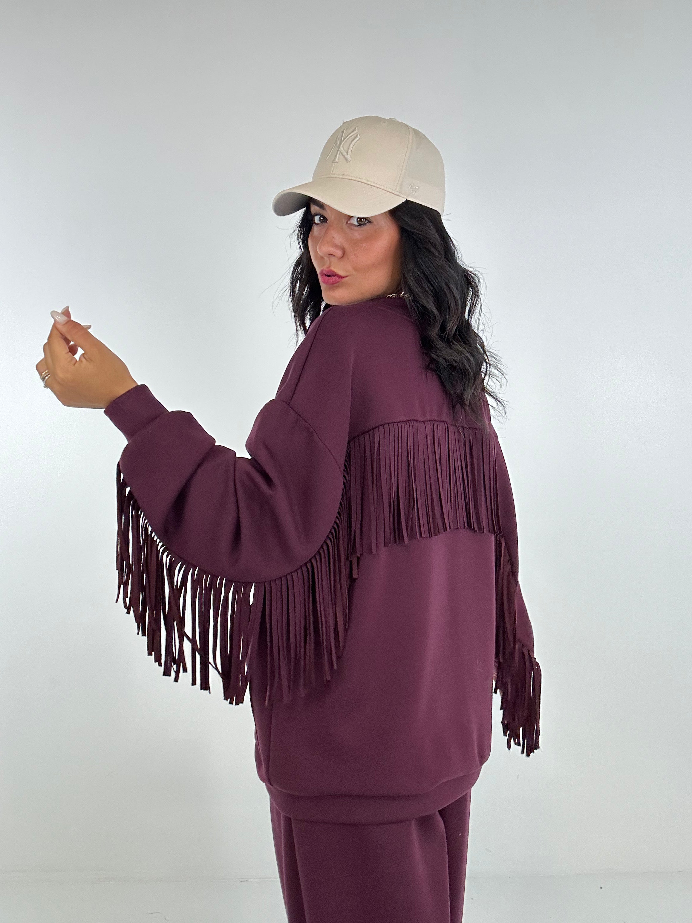 Cardigan FELPA LUMINA FRANGE - BORDEAUX