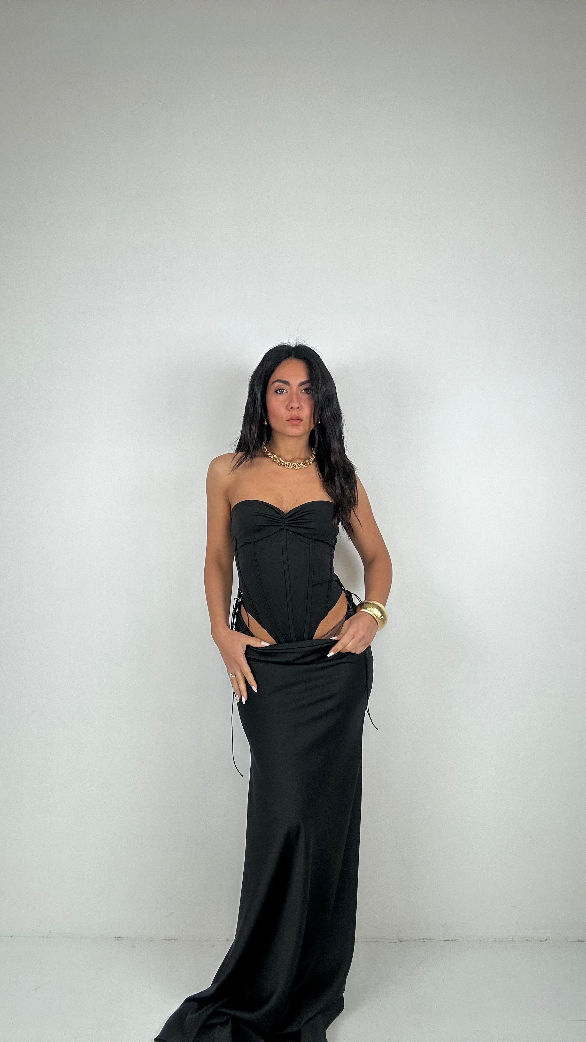 Abito CON BODY BUSTINO - NERO