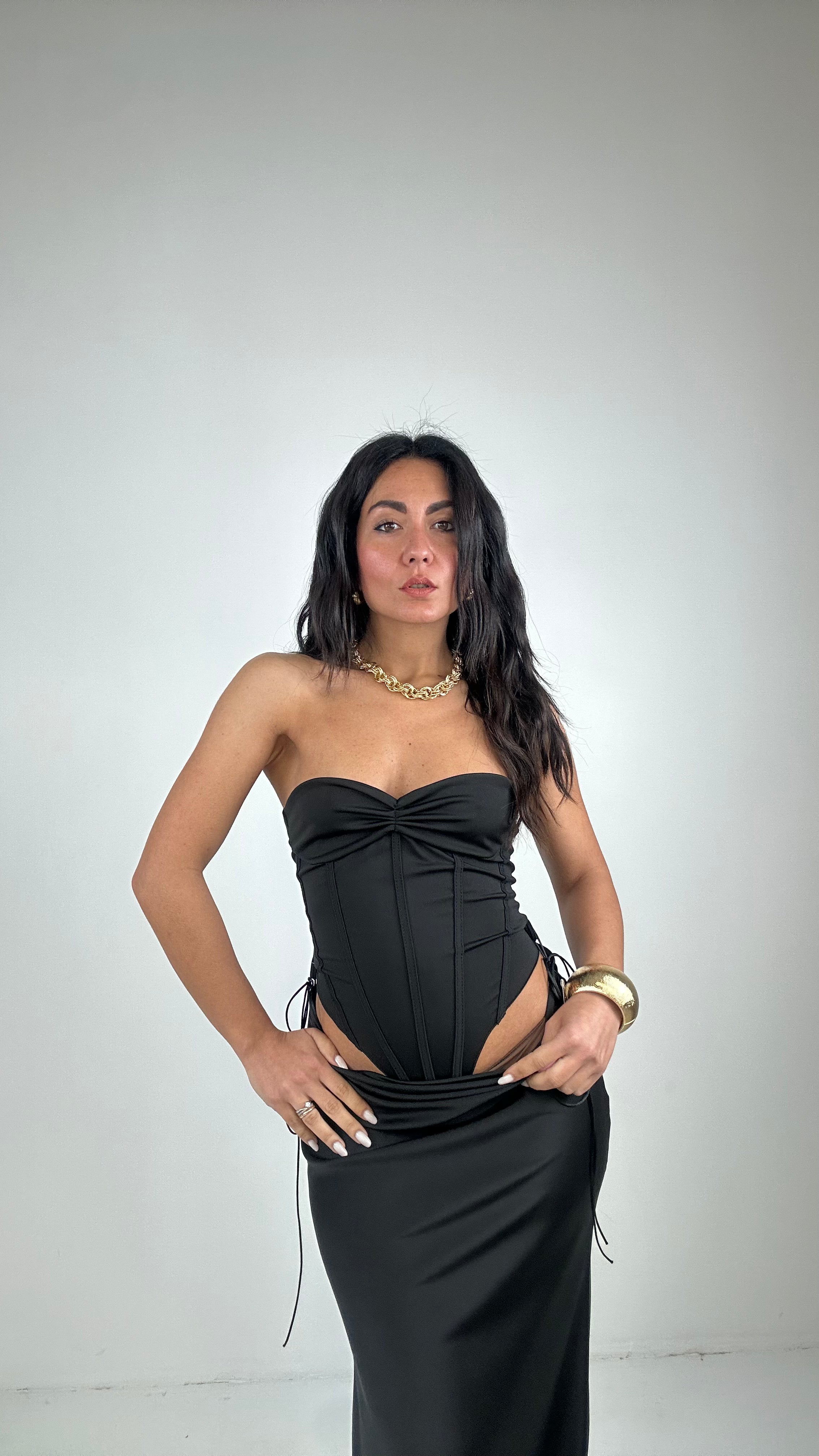 Abito CON BODY BUSTINO - NERO
