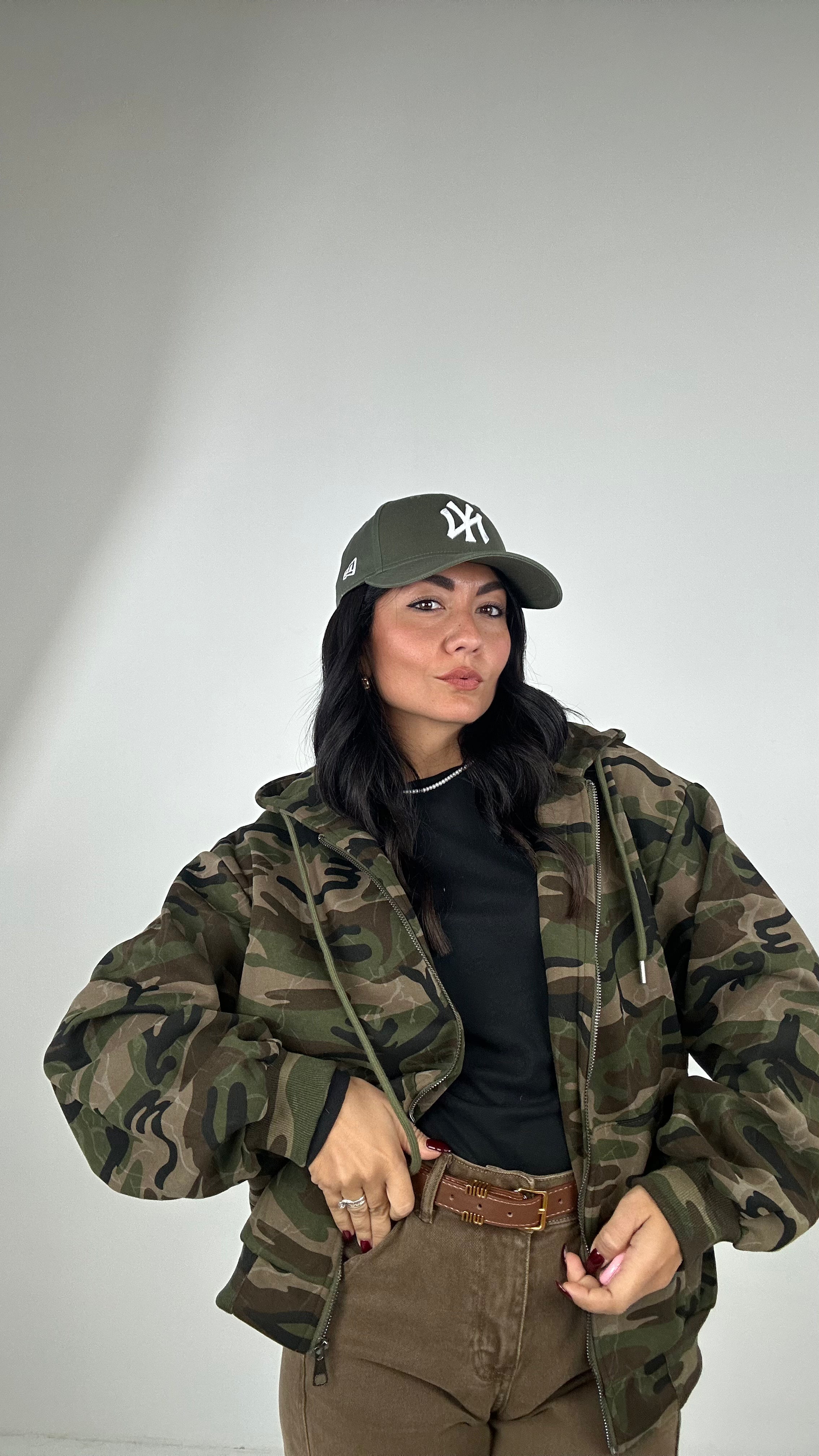 Felpa ZIP MILITARE - VERDE MILITARE