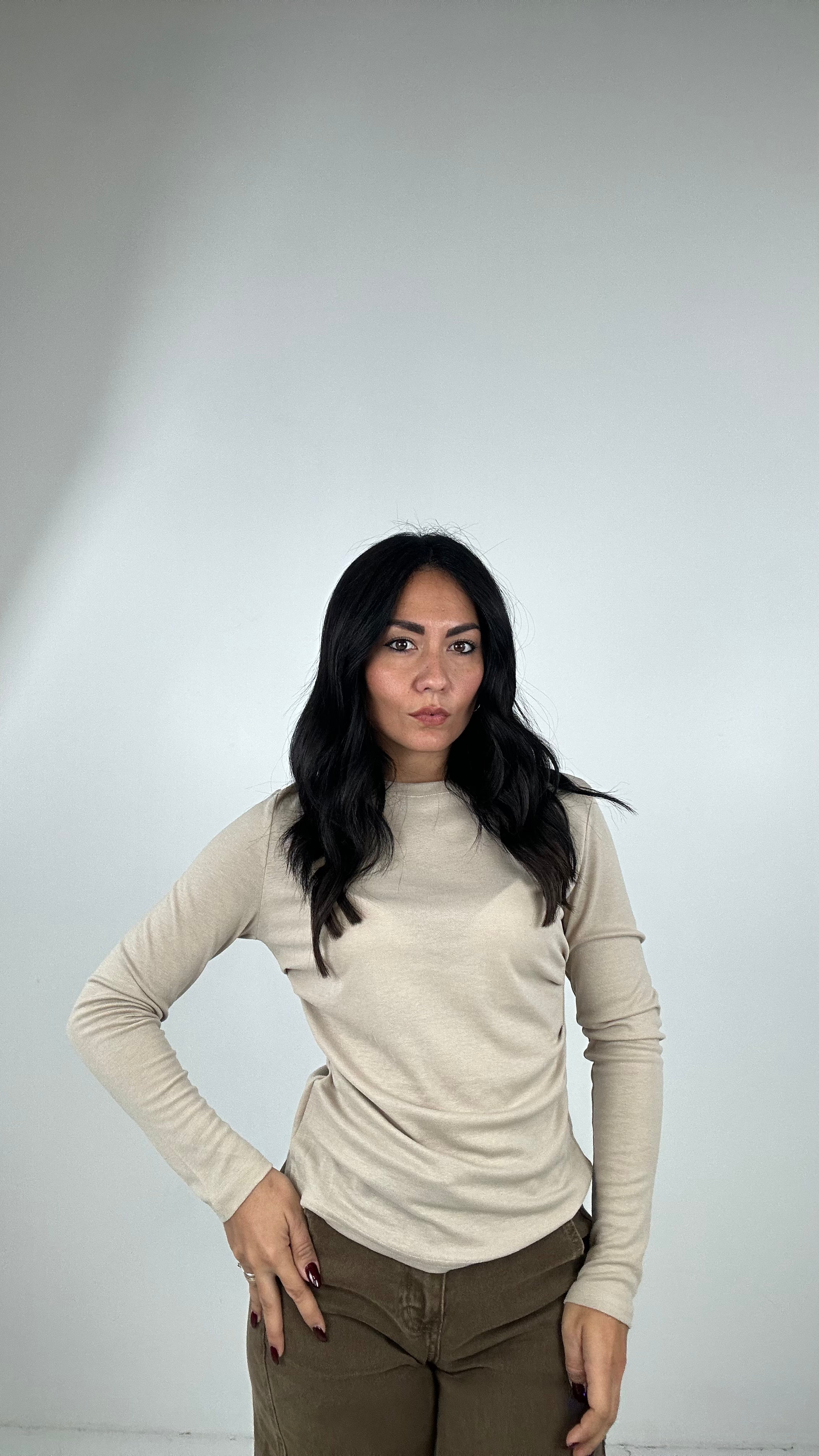 Maglia ARRICCIATA AI LATI - BEIGE