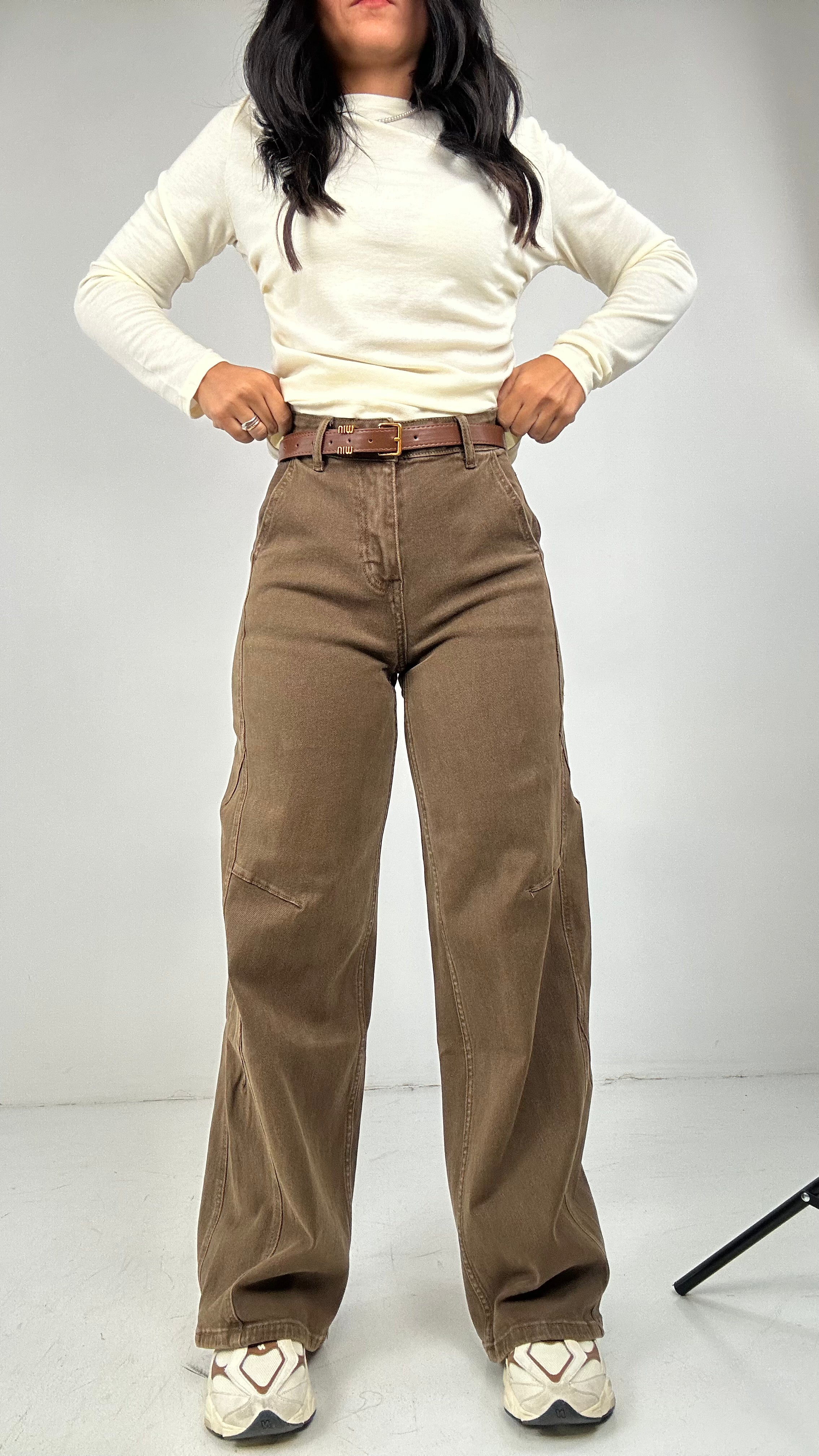 Jeans WIDELEG CINTURA - KHAKI