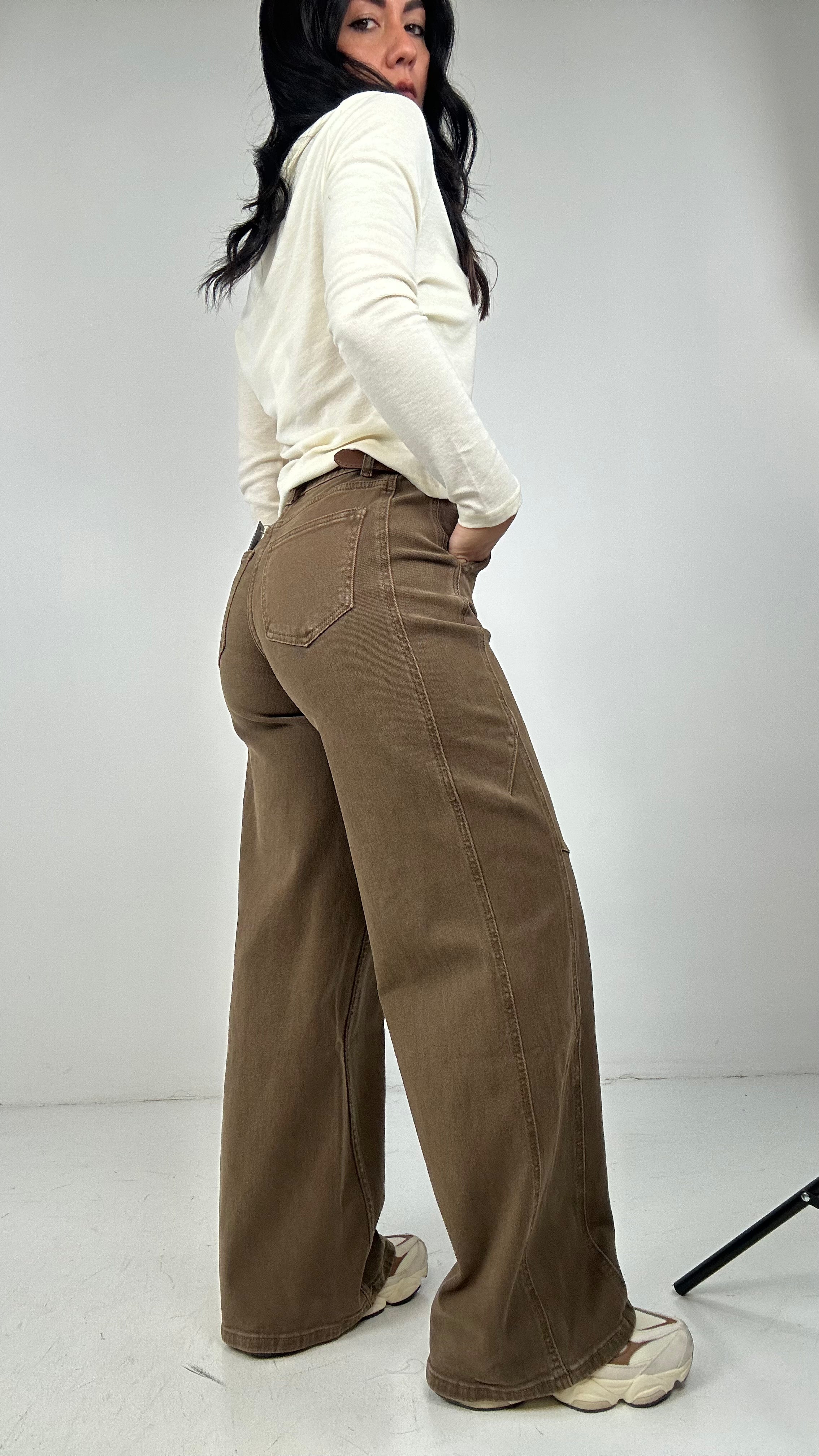 Jeans WIDELEG CINTURA - KHAKI