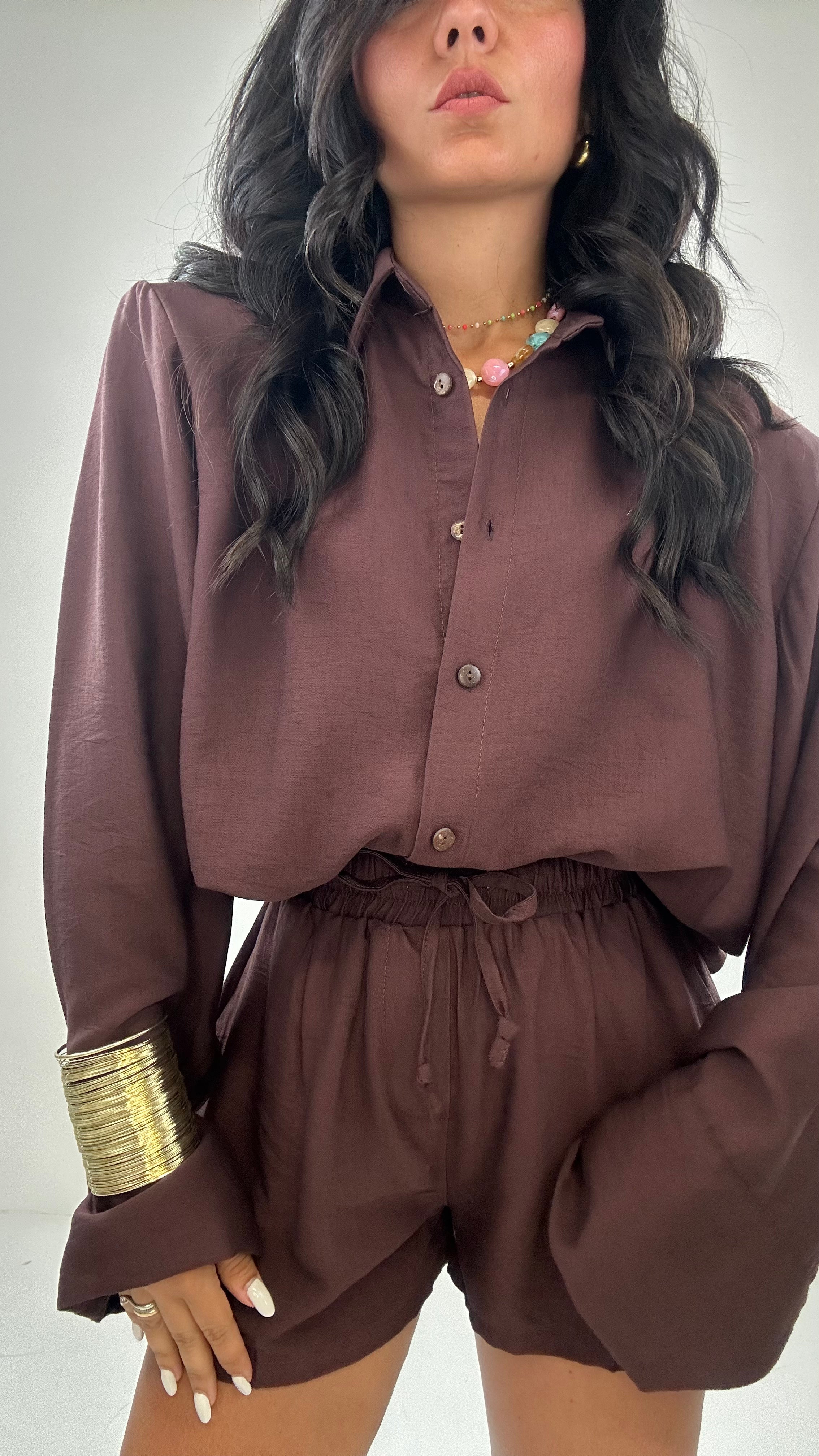 Completo CAMICIA CON SPALLINA - MARRONE
