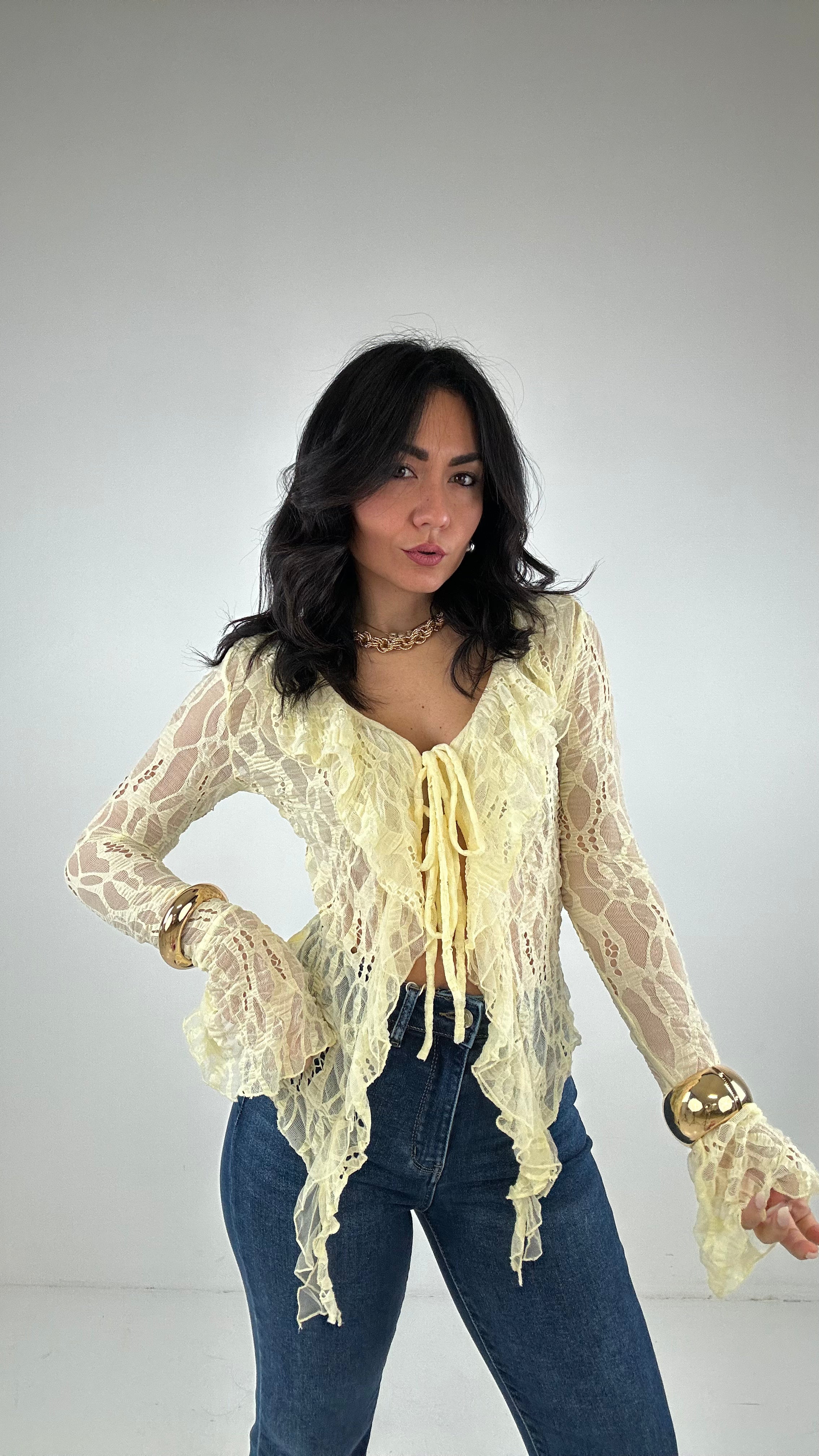 Blusa IN PIZZO - GIALLO