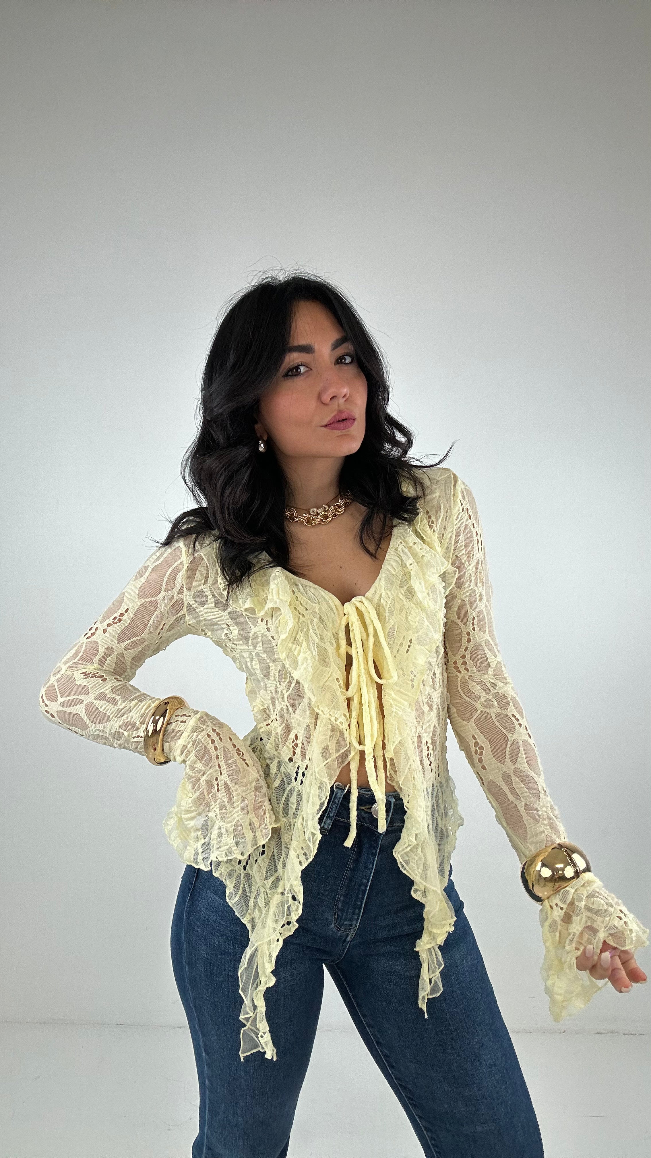 Blusa IN PIZZO - GIALLO