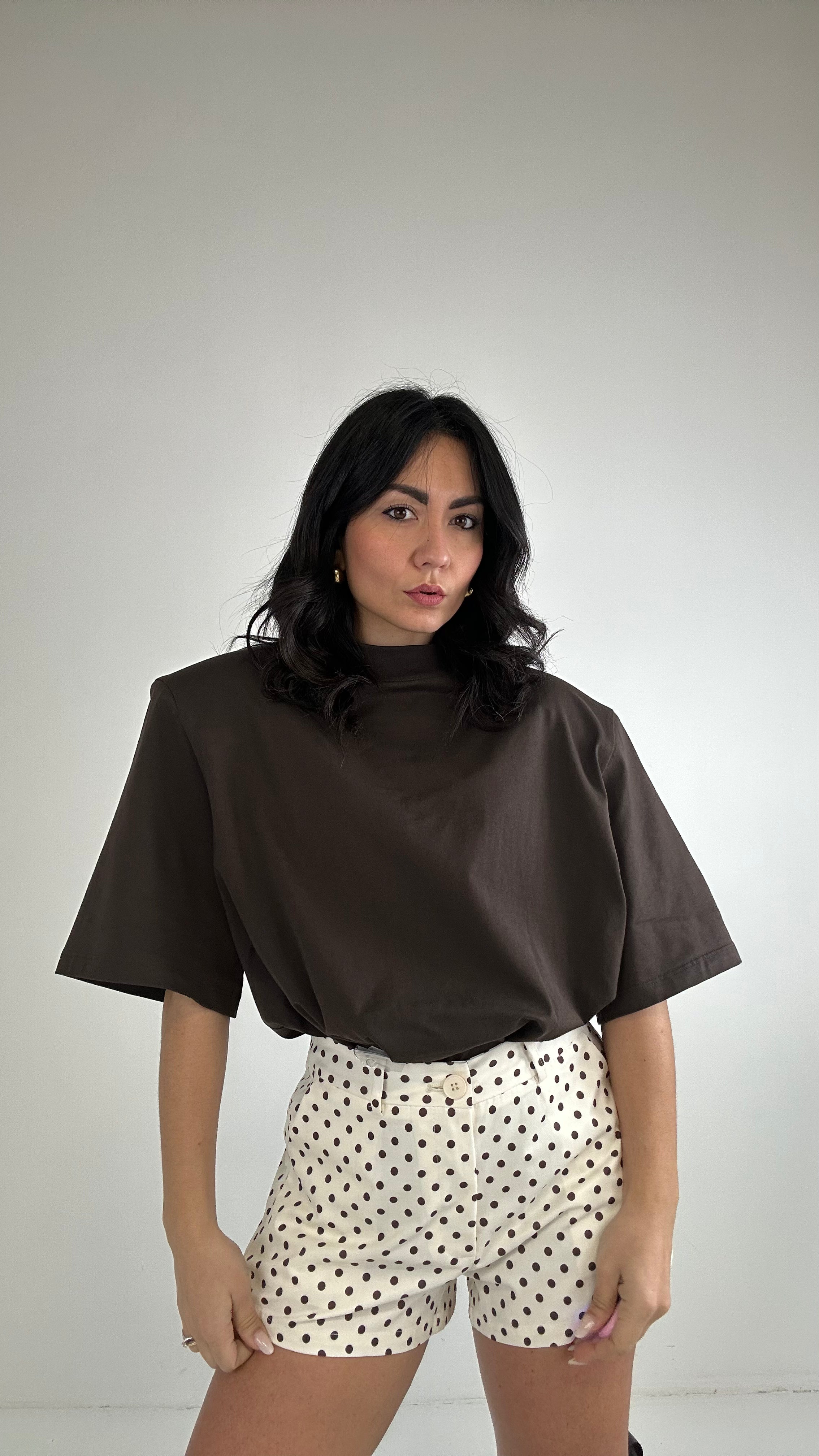 T-shirt TOPQ SPALLINA OVER - MARRONE