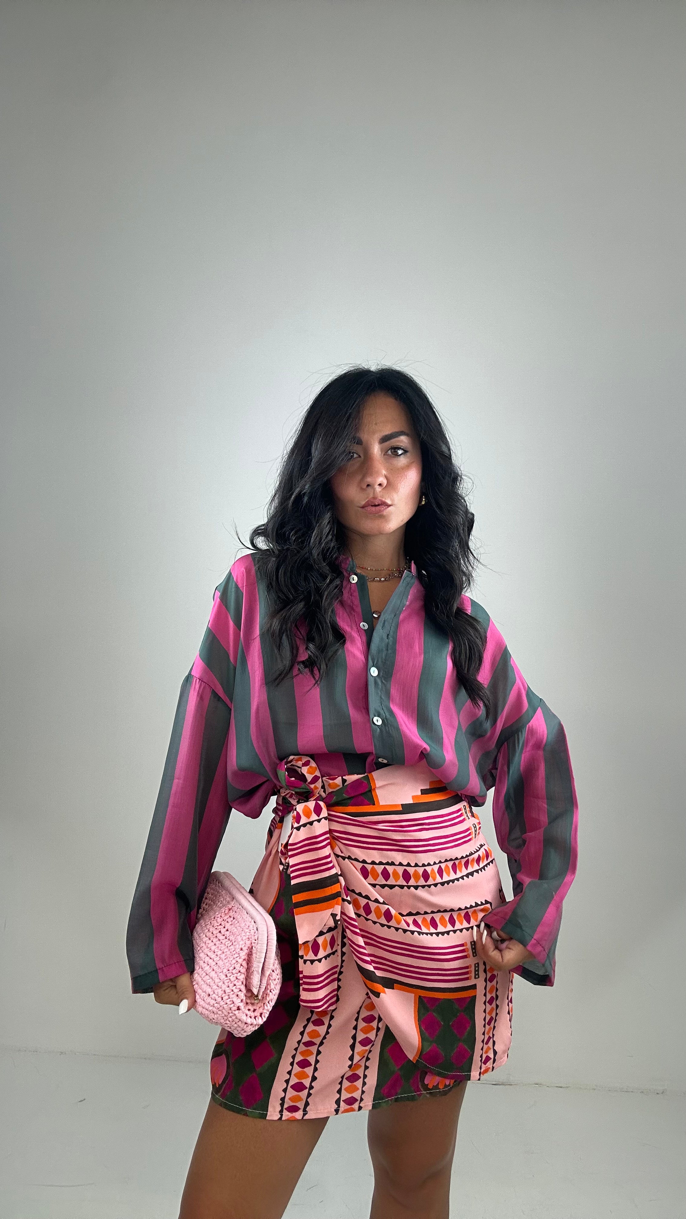 Coordinato GONNA PAREO CORTA - MAGENTA