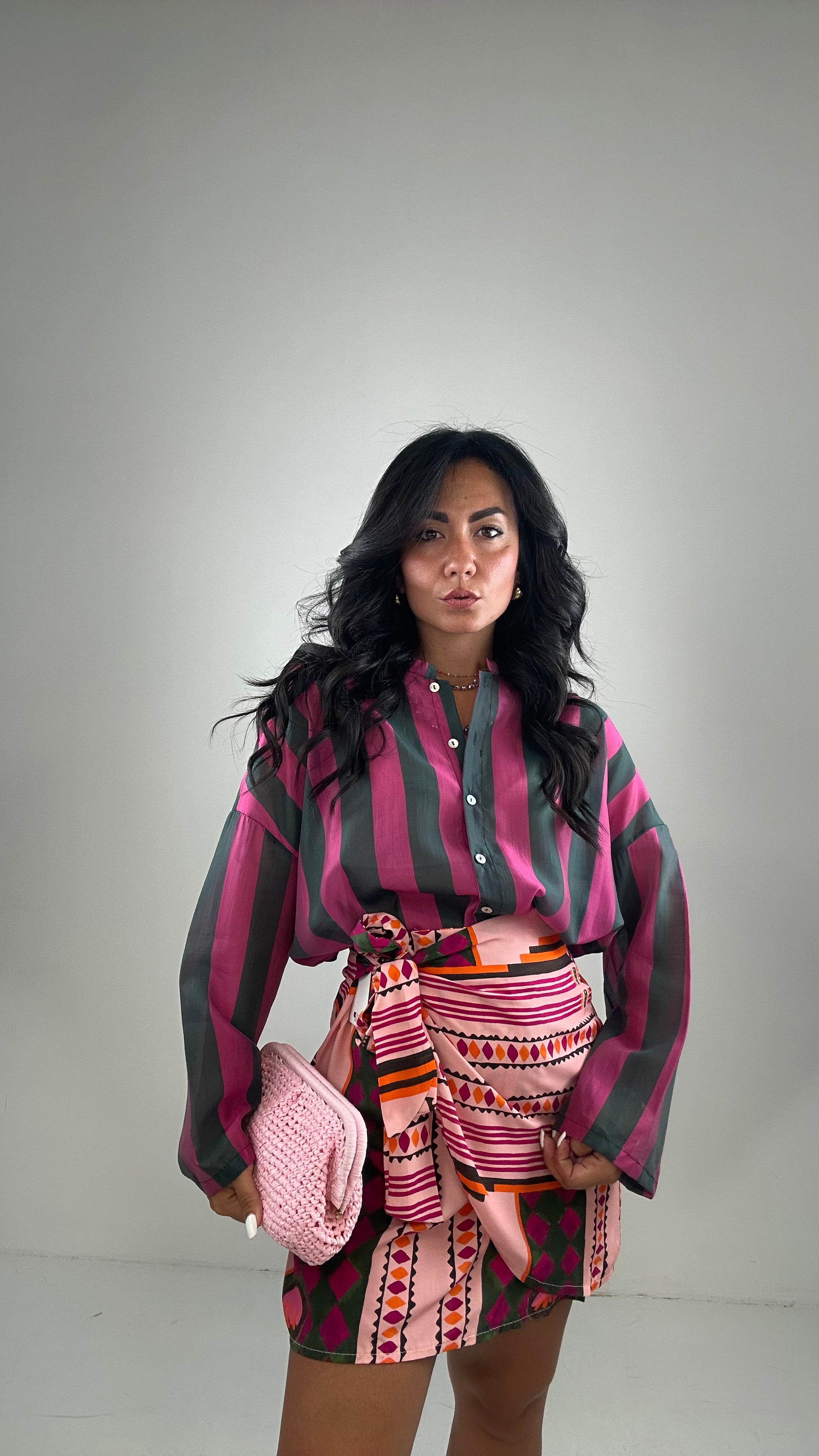 Coordinato GONNA PAREO CORTA - MAGENTA