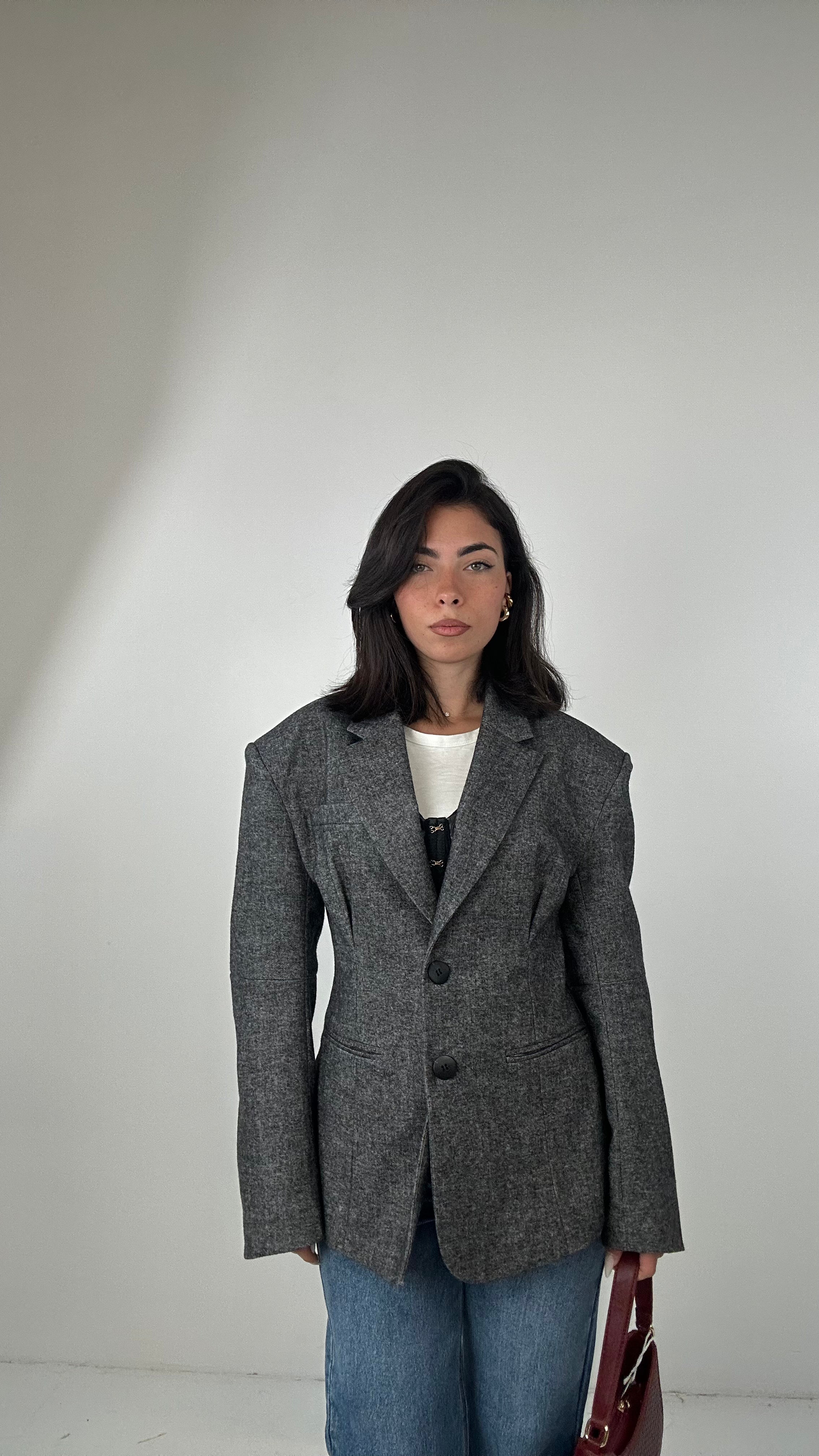 Blazer LUMINA IN PANNO SFIANCATA - GRIGIO