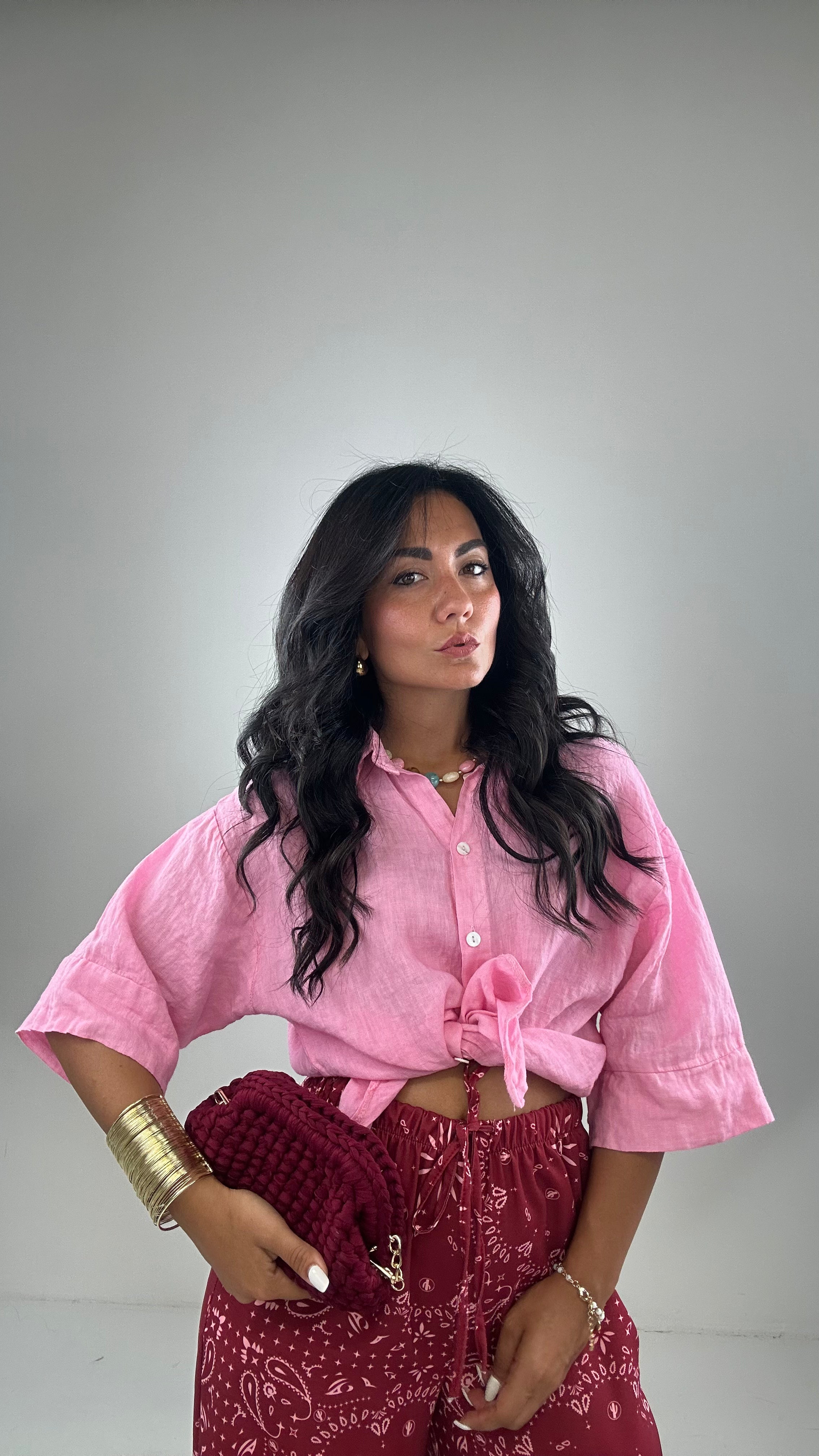 Camicia 100% LINO - ROSA
