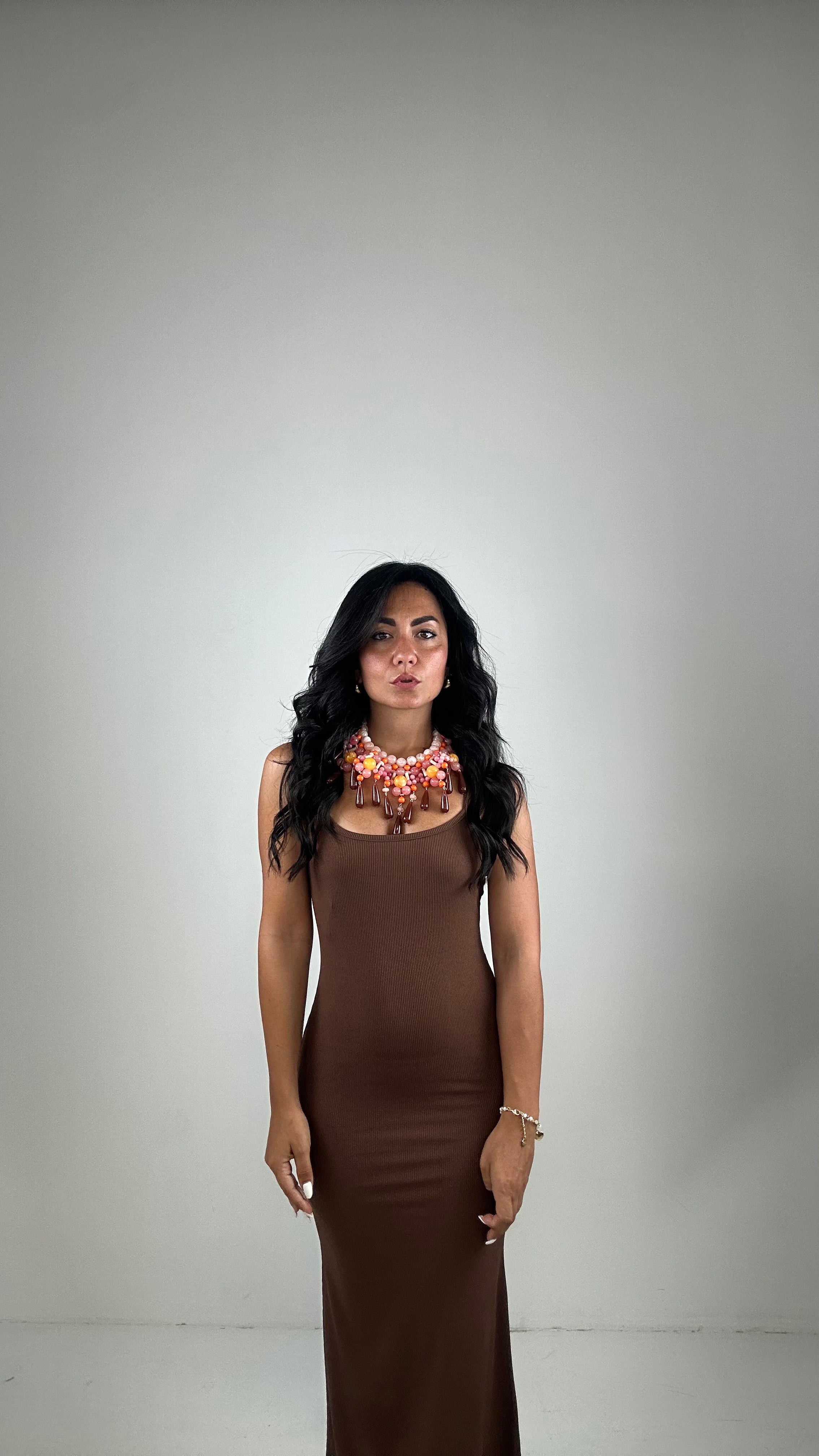 Vestito COSTINE INTRECCIO SUL RETRO - MARRONE
