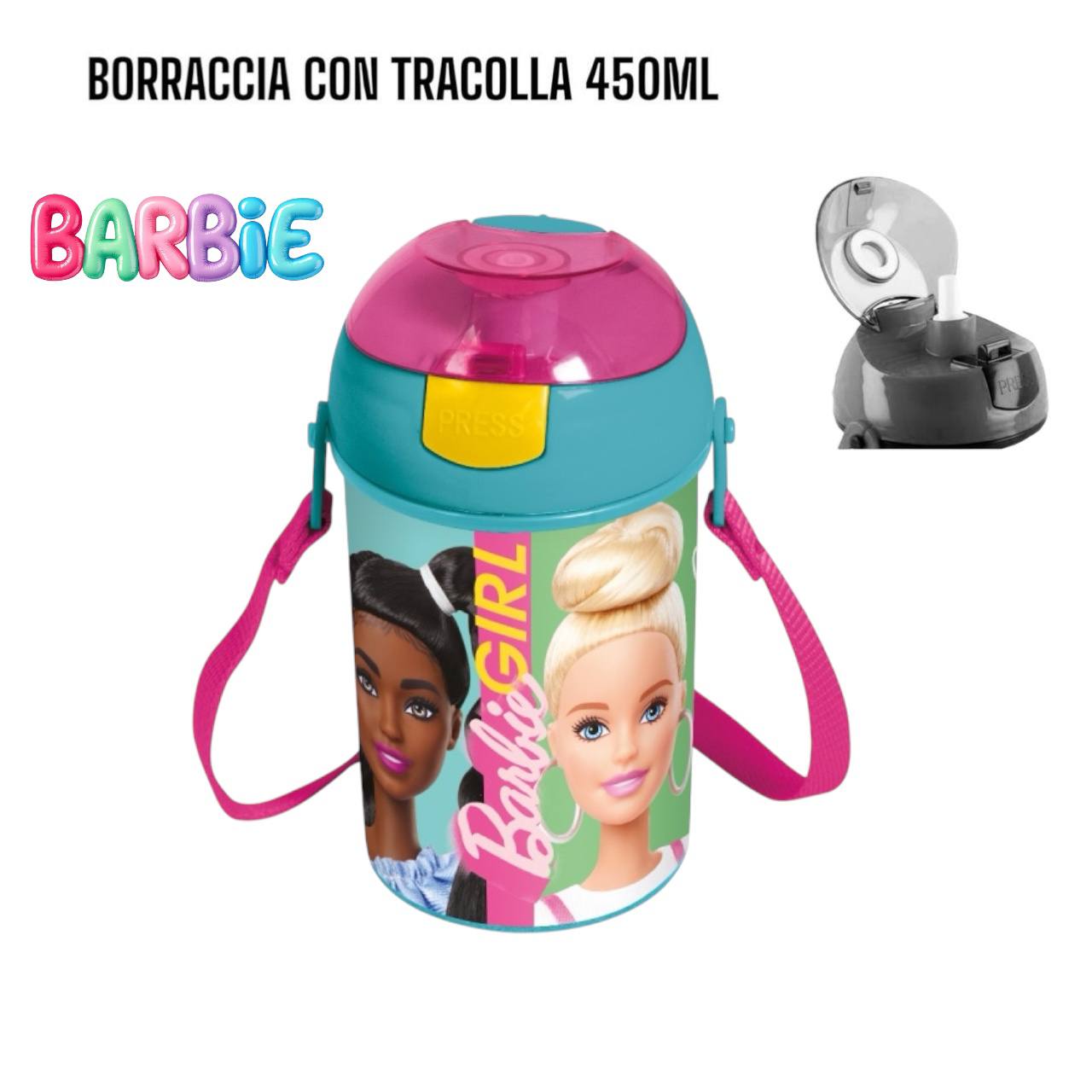 Borraccia PLASTICA POP UP 450ml - ROSA