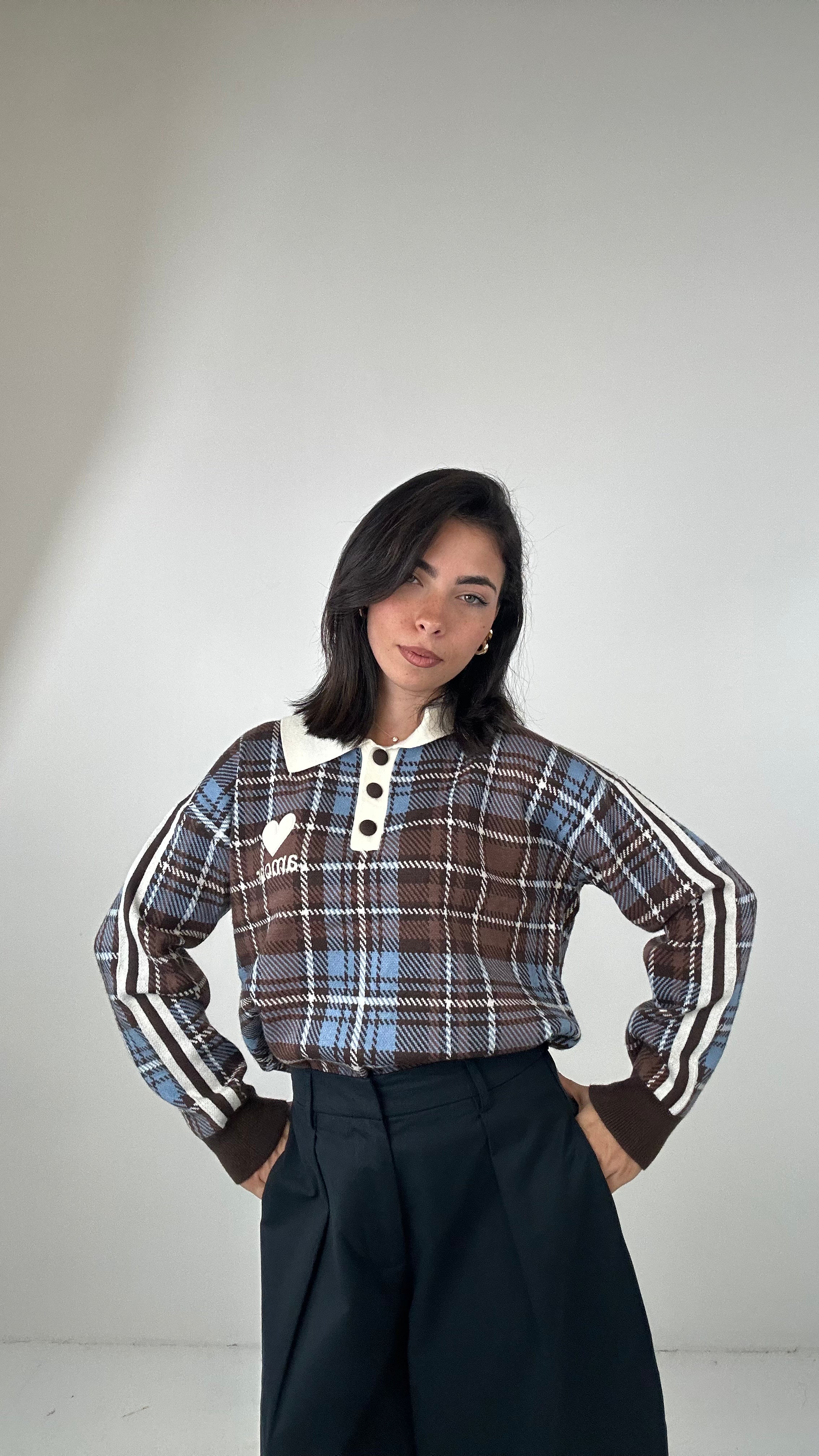 Polo AMOUR QUADRI - MARRONE
