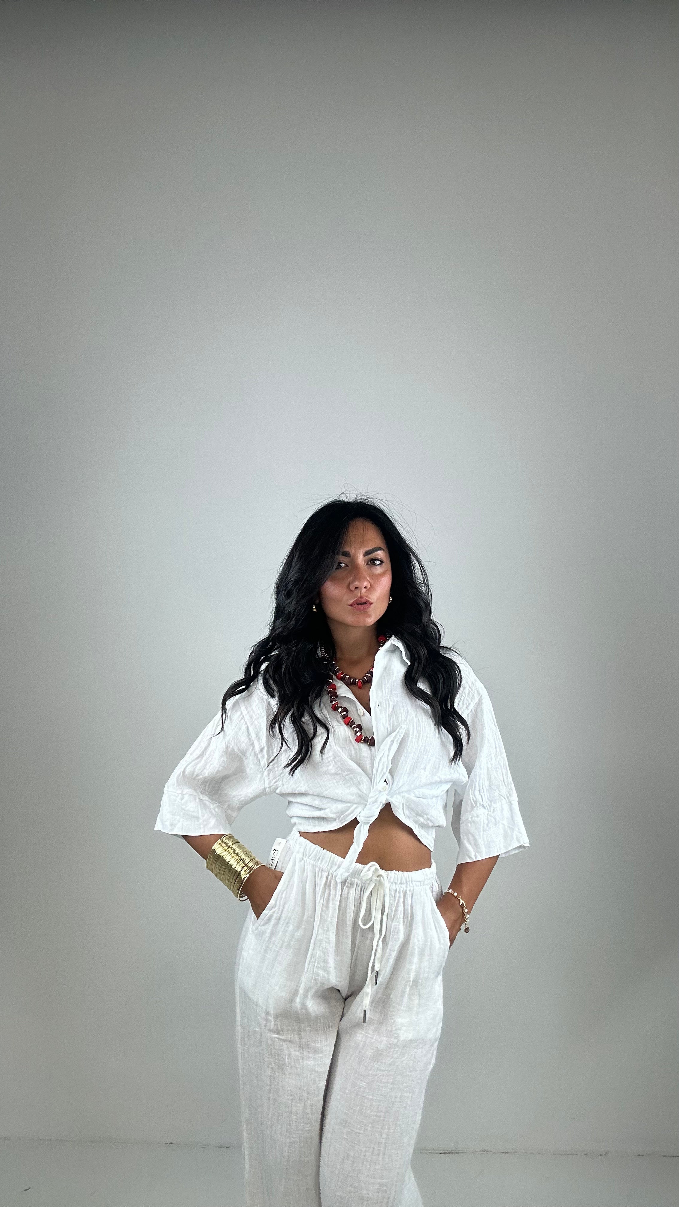 Pantalone IN LINO 100% - BIANCO
