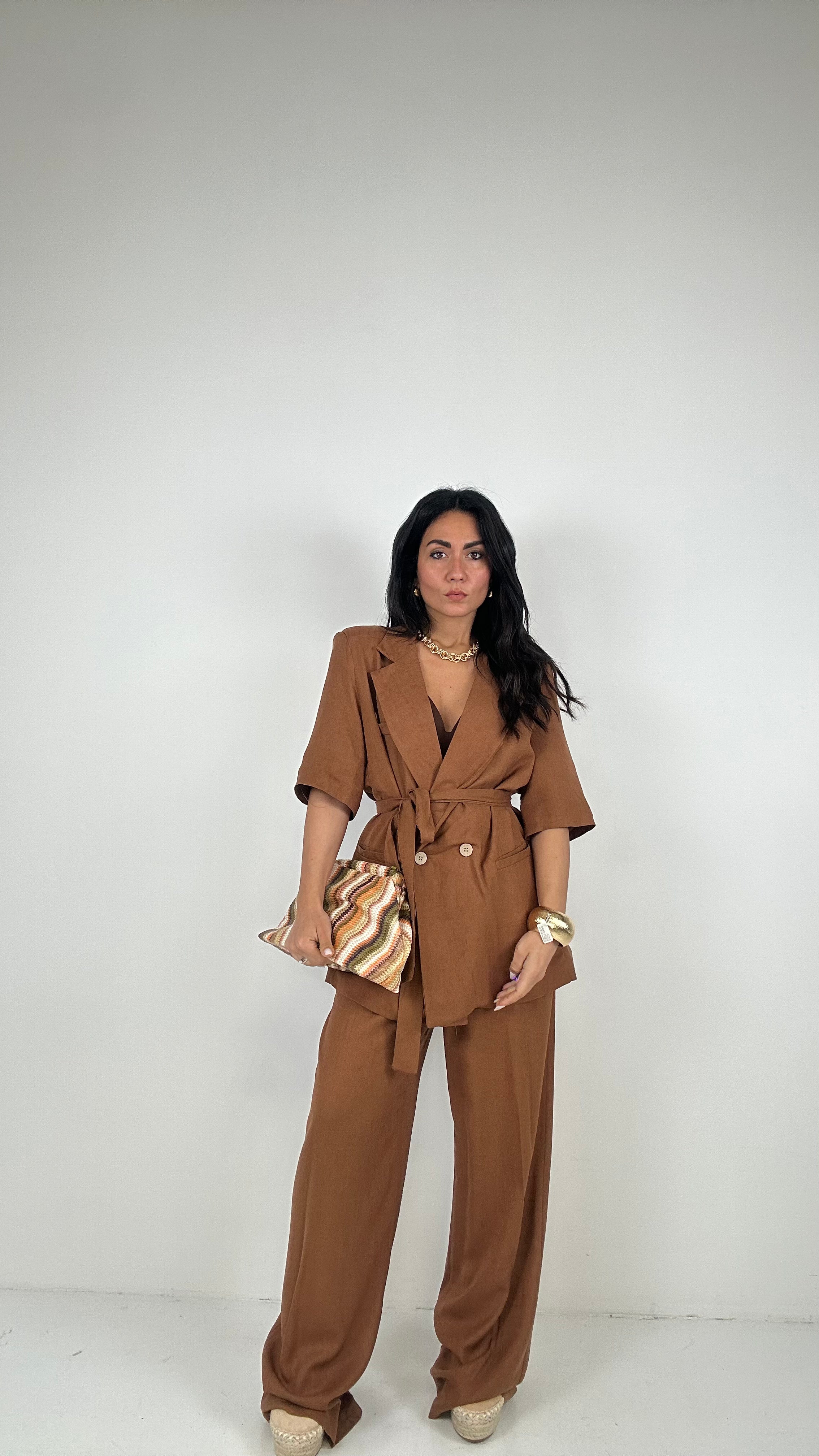 Tailleur MISTO LINO - CAMMELLO