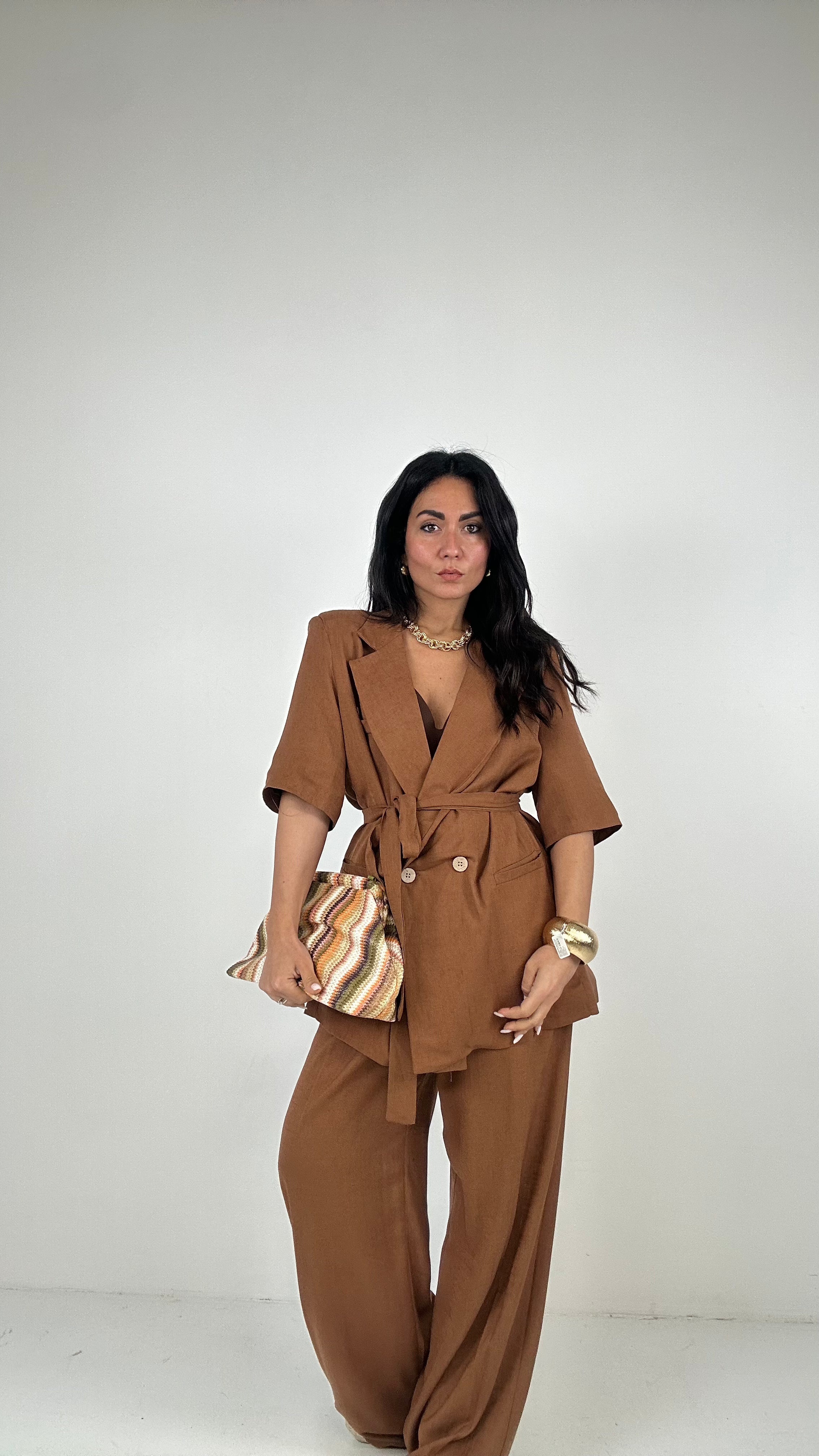 Tailleur MISTO LINO - CAMMELLO