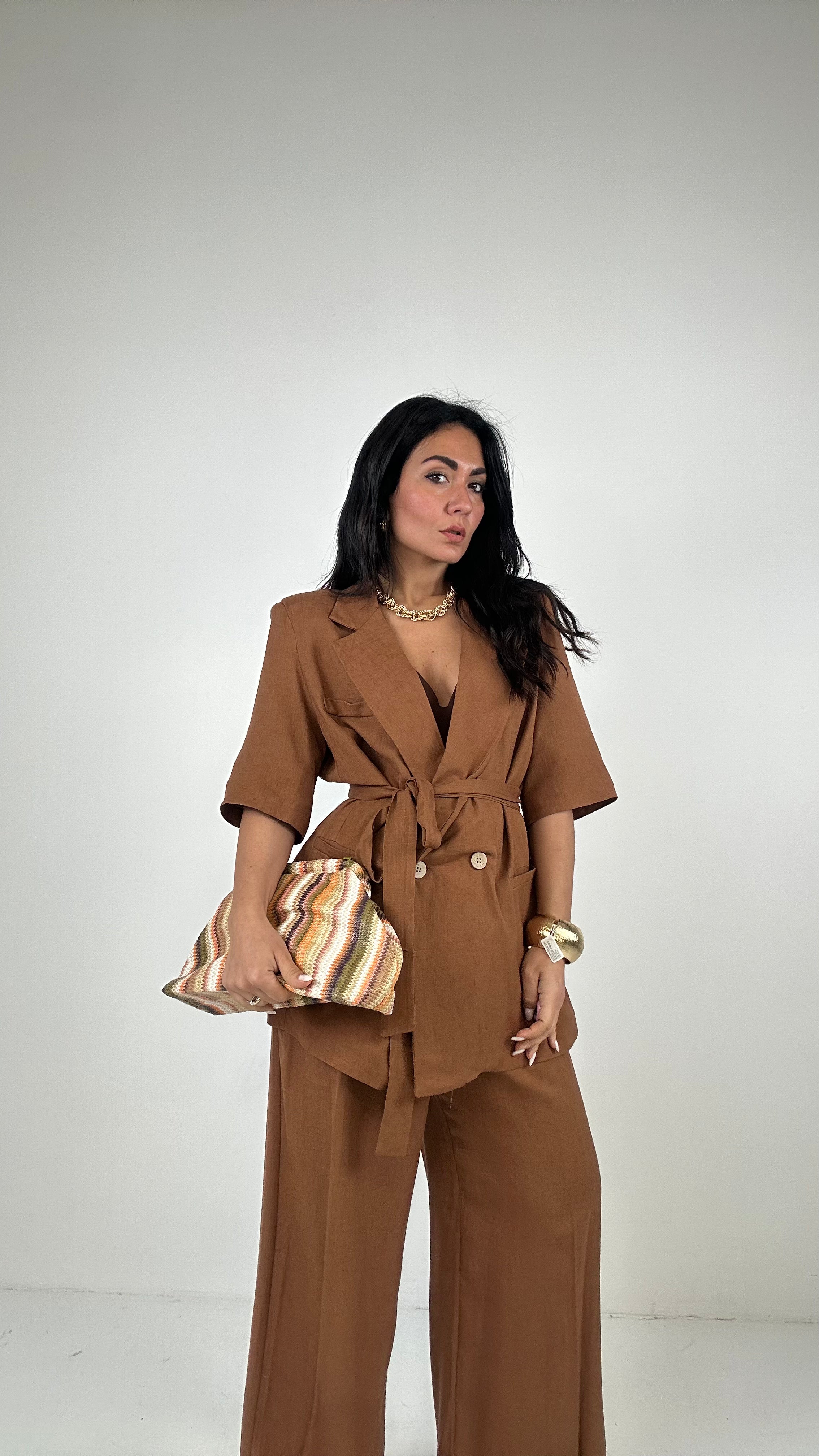 Tailleur MISTO LINO - CAMMELLO