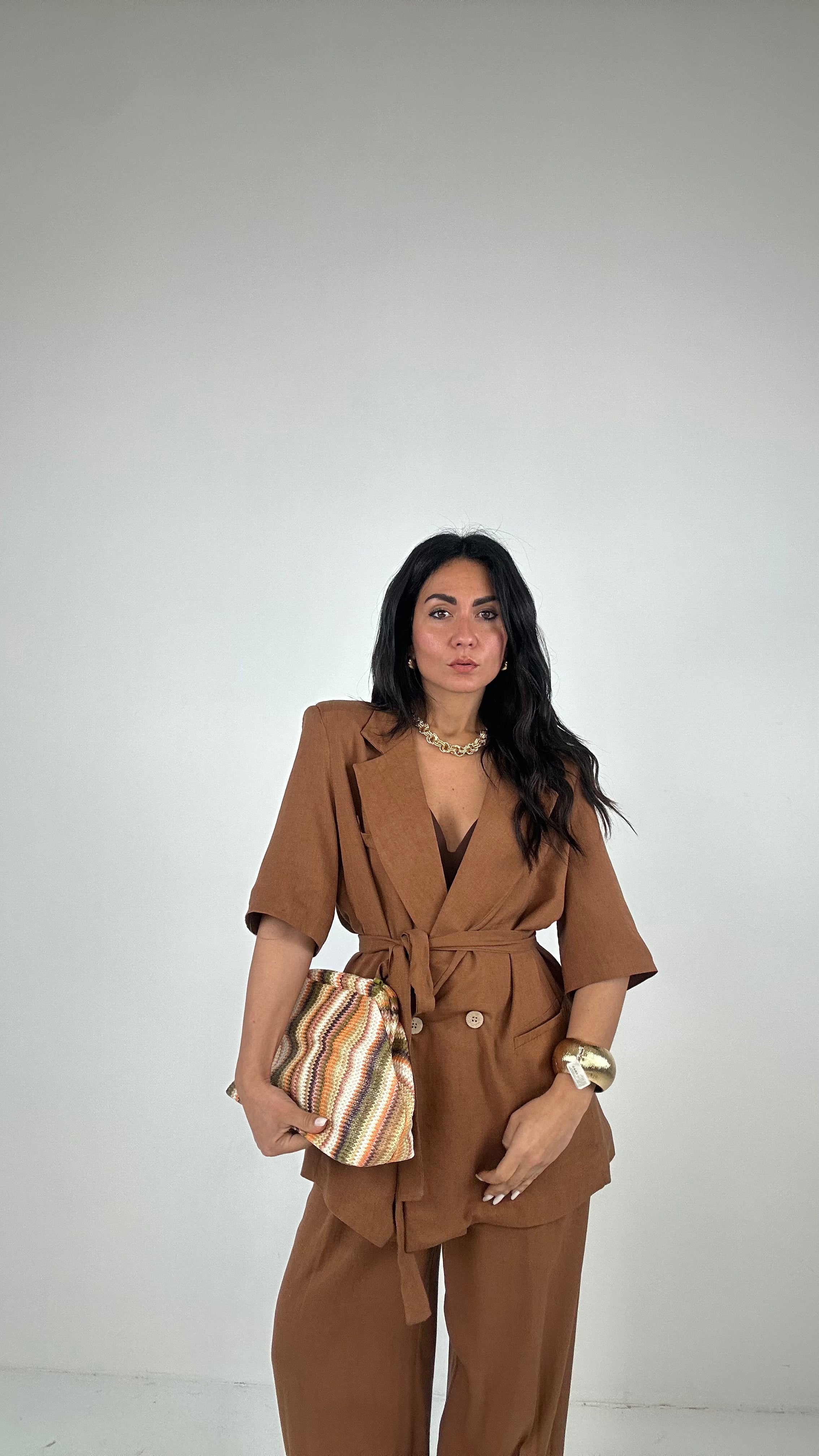 Tailleur MISTO LINO - CAMMELLO