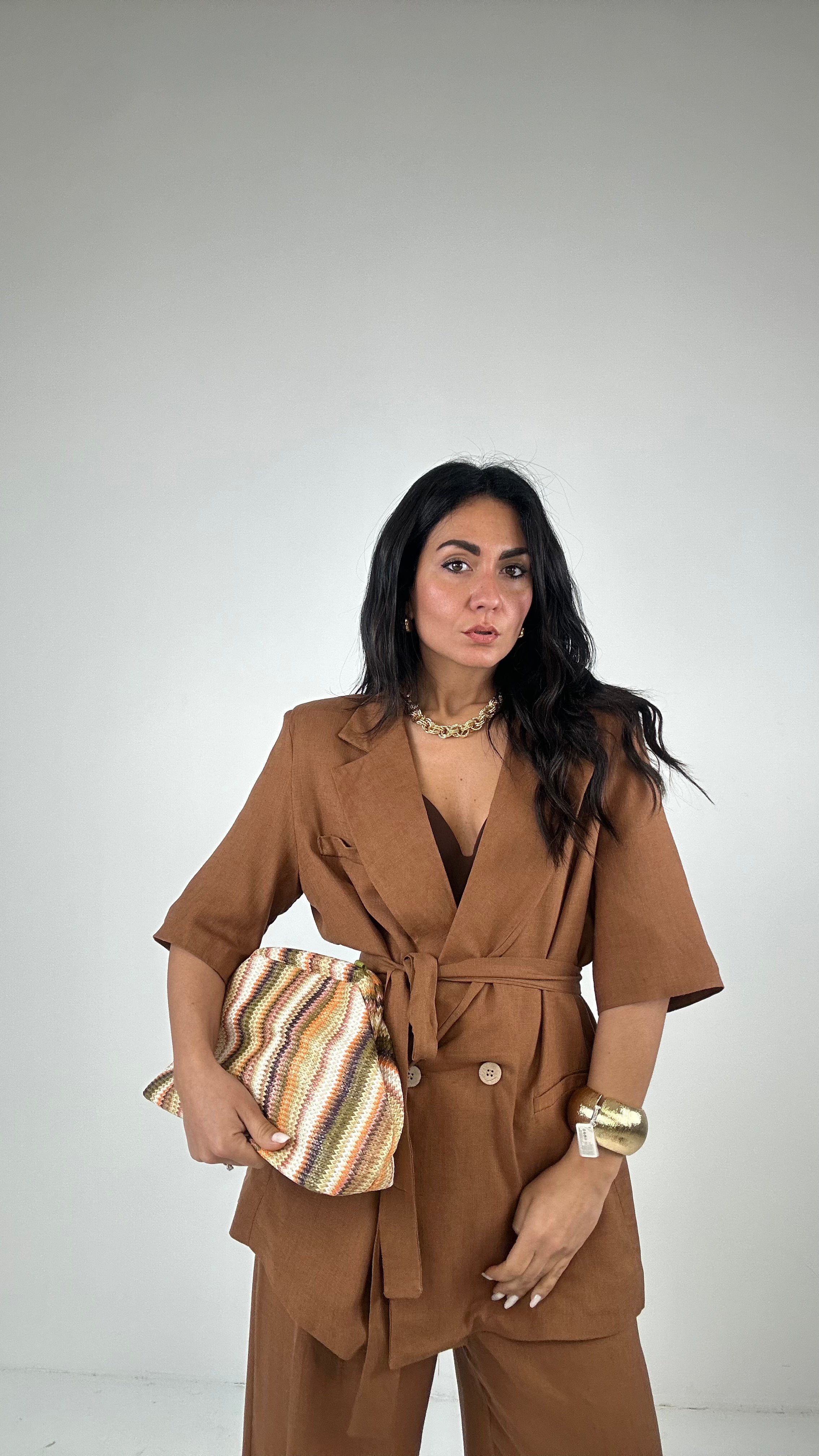 Tailleur MISTO LINO - CAMMELLO