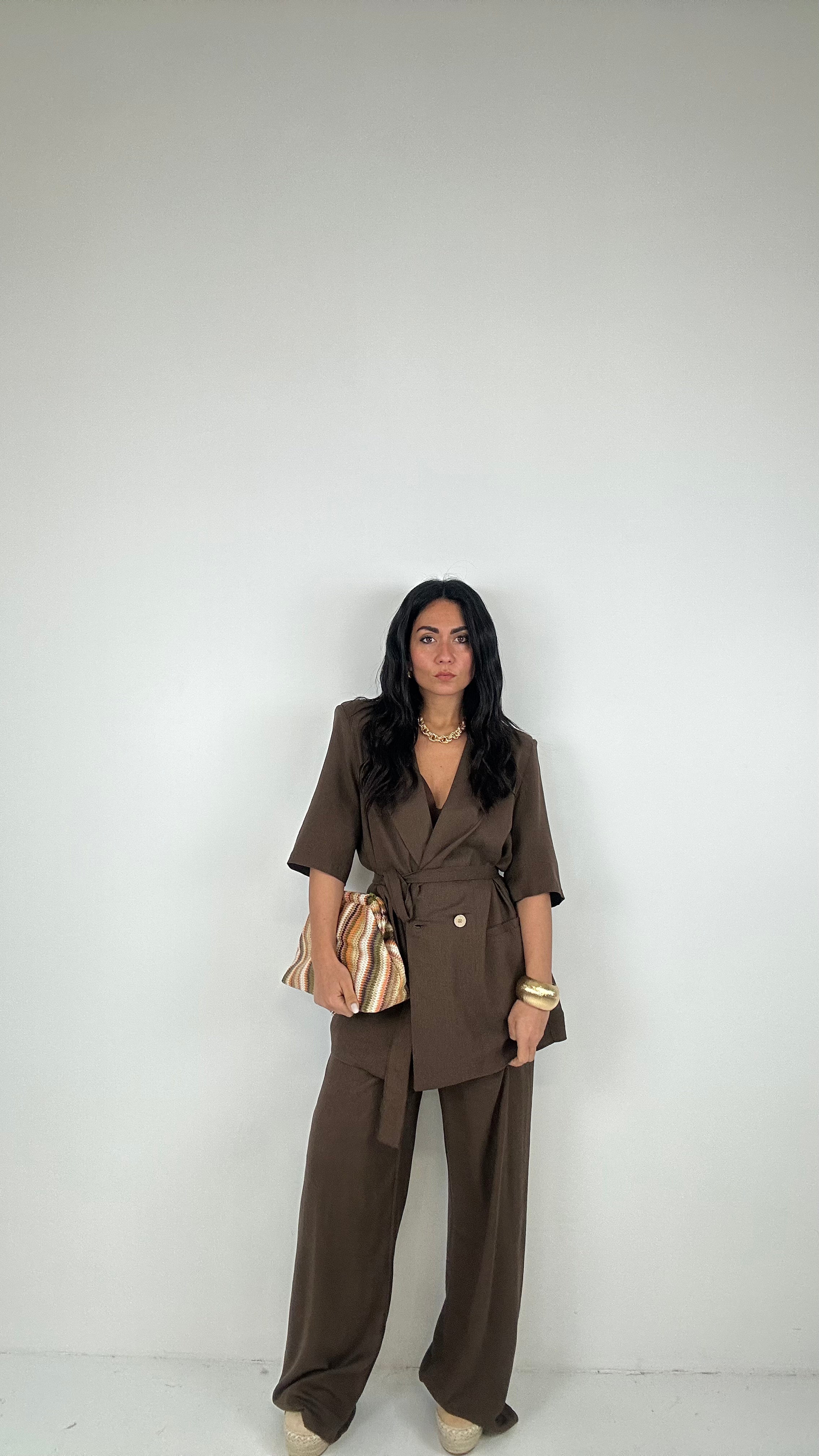 Tailleur MISTO LINO - MARRONE